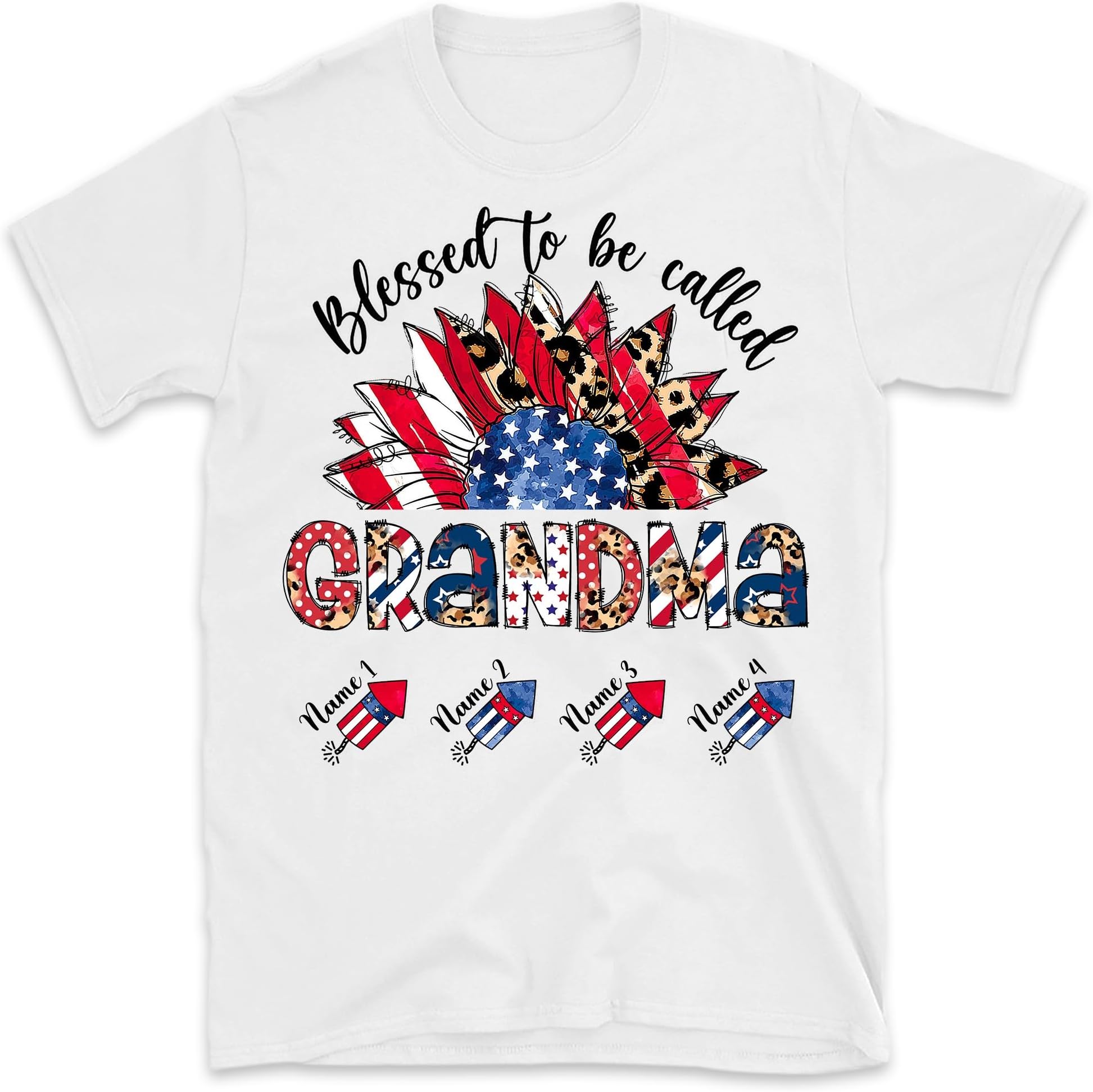 Personalized 4th of July Shirt for Grandma, Nana Shirt for Independence Day with Kid Names Shirt, Patriotic Shirt, Mimi Firecrackers Tee