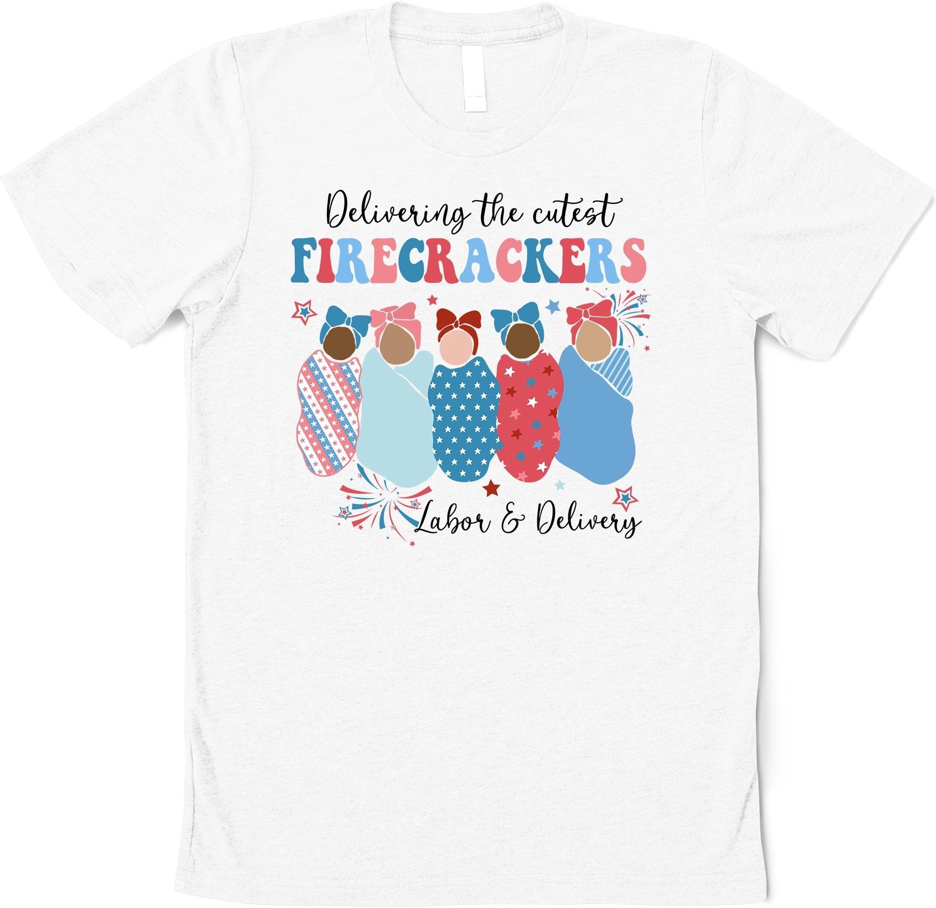 4th of July Labor and Delivery Nurse Shirt, L&D Nurse Tshirt, American Land D Nurse Tee 4th July Firecracker LD Patriotic Mother Baby Nurse