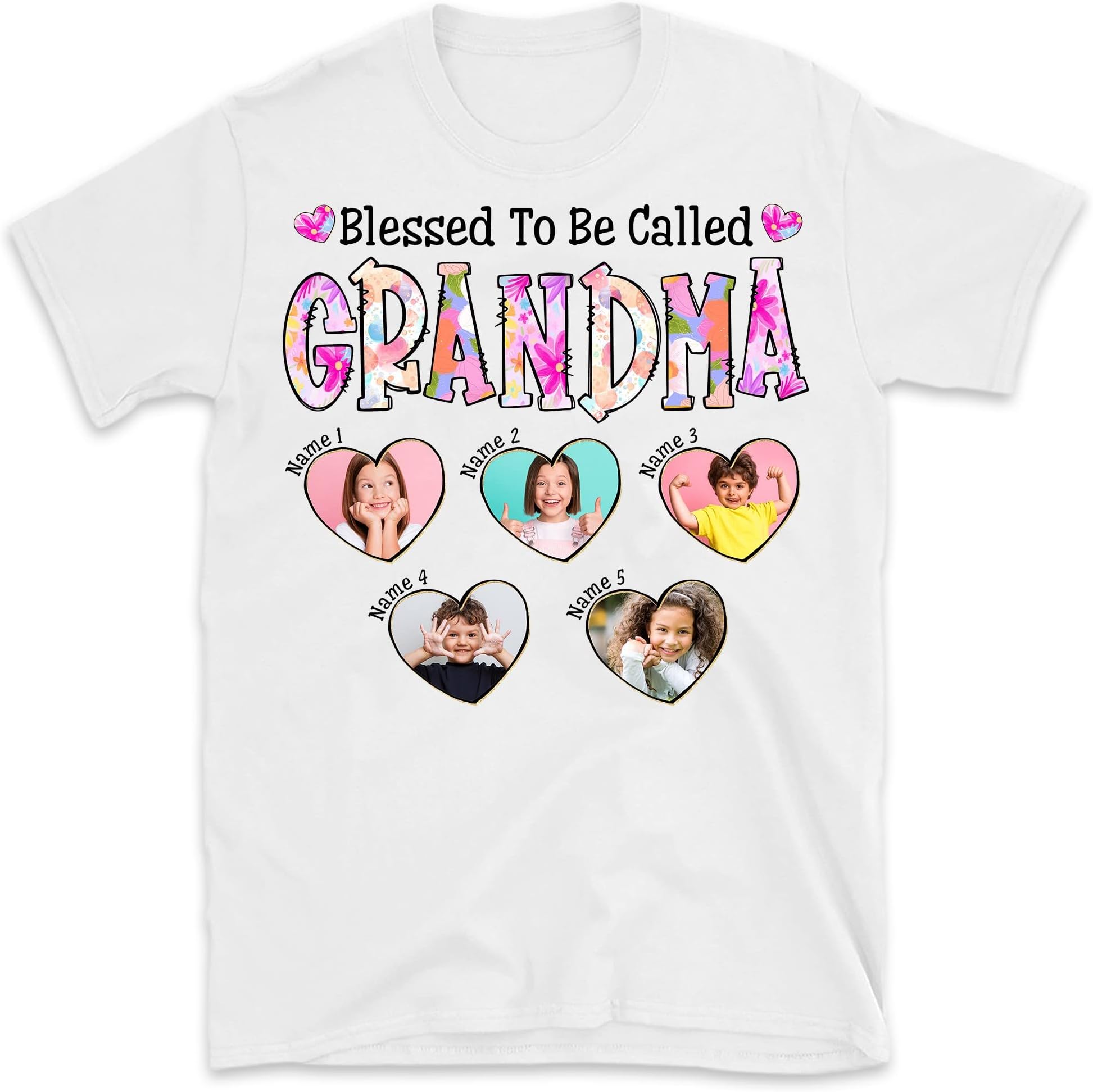 Personalized Blessed to Be Called Nana and Grandkids Photo Shirt, Custom Photo Mimi Shirt, Grandma Shirt, Mother's Day Shirt Gift