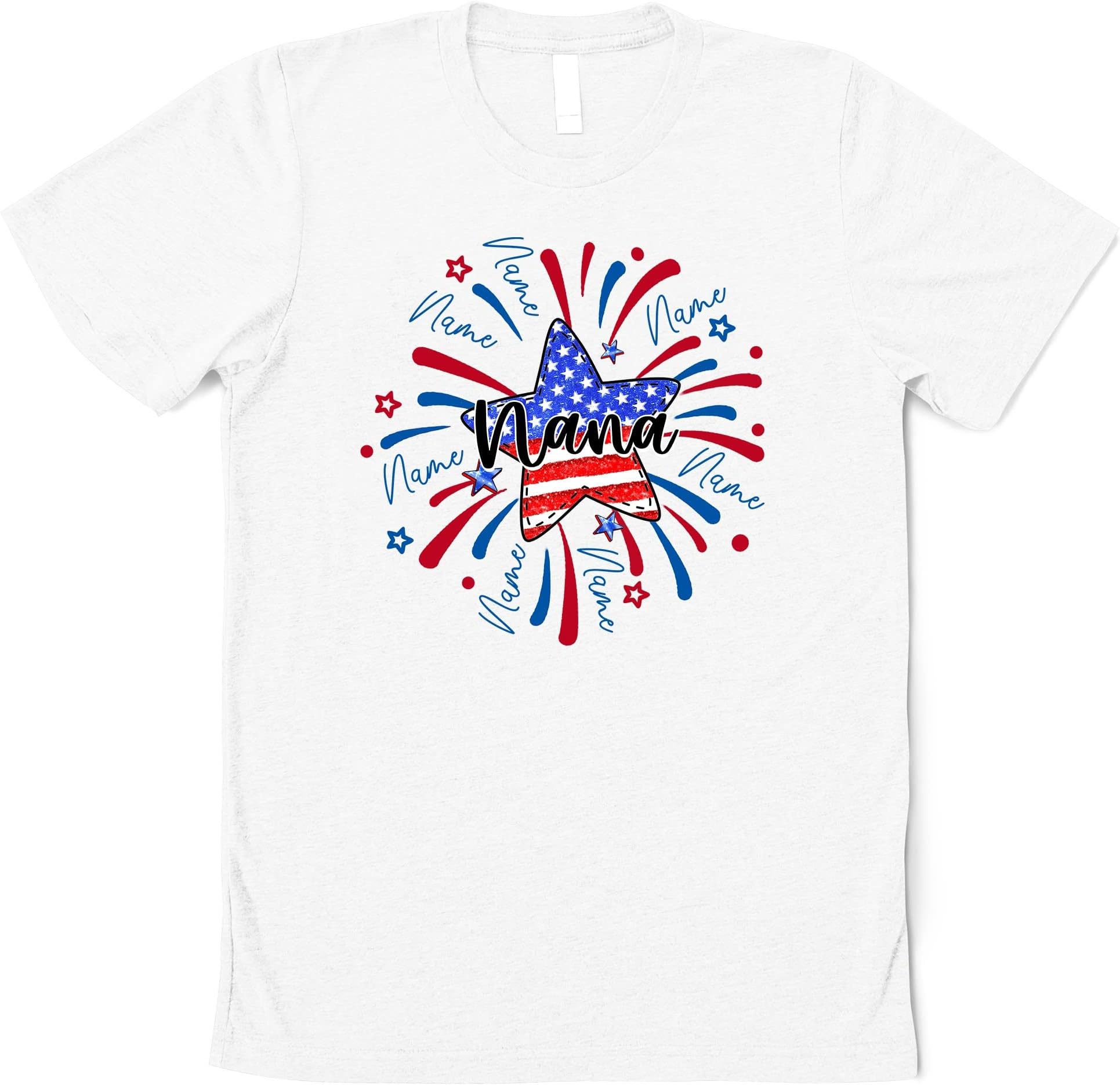 4th of July Mimi T Shirt, Custom Grandma Shirt with Kids Names Shirt, Patriotic 4th of July Fireworkers Tee Shirt for Independence Day