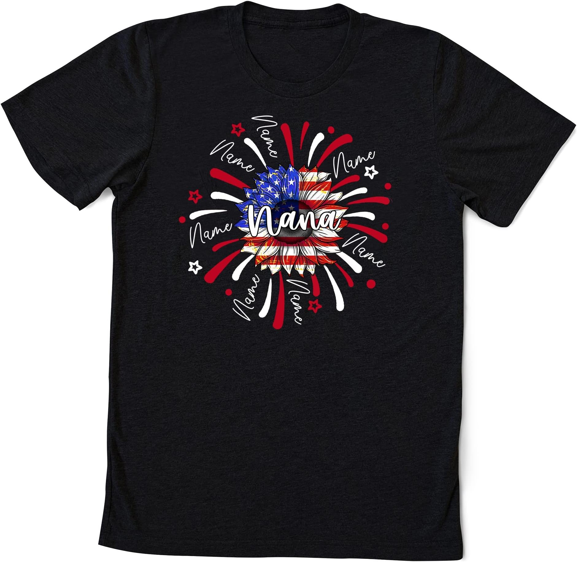 4th of July Mimi T Shirt, Custom Grandma Shirt with Kids Names Shirt, Patriotic 4th of July Firecrackers Tee Shirt for Independence Day