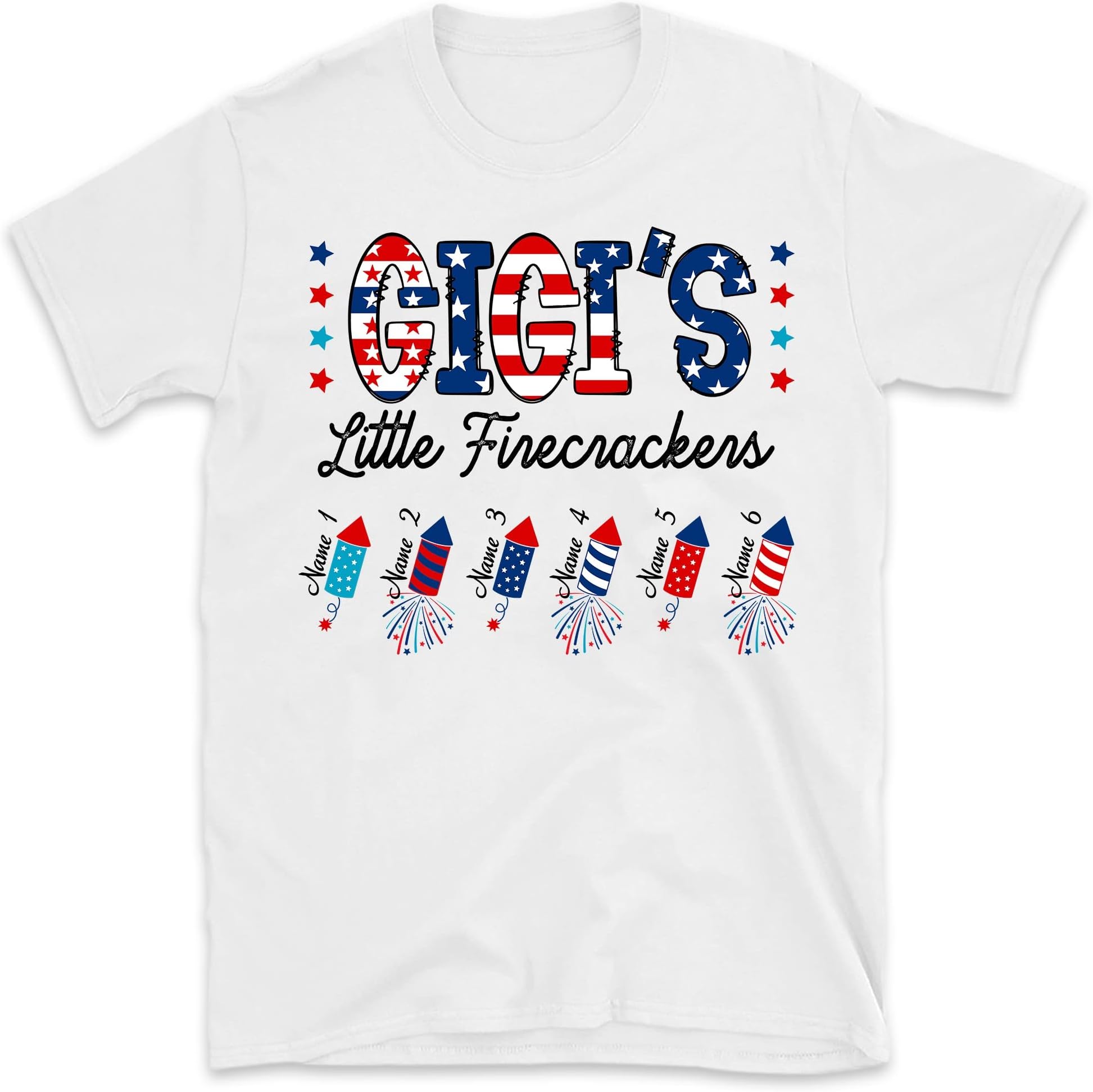 Grandma's Little Firecrackers Shirt, Custom 4th of July Grandma and Grandkids, Patriotic 4th of July Firecrackers Shirt for Independence Day