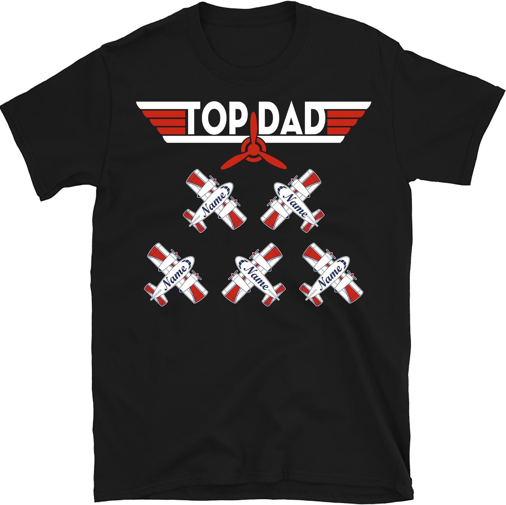 Dad Custom T Shirt Top Dad Pilot Airplane Father's Day Personalized Gift, Dad Shirt, Fathers Day Shirt from Son Daughter, Gift for Dad