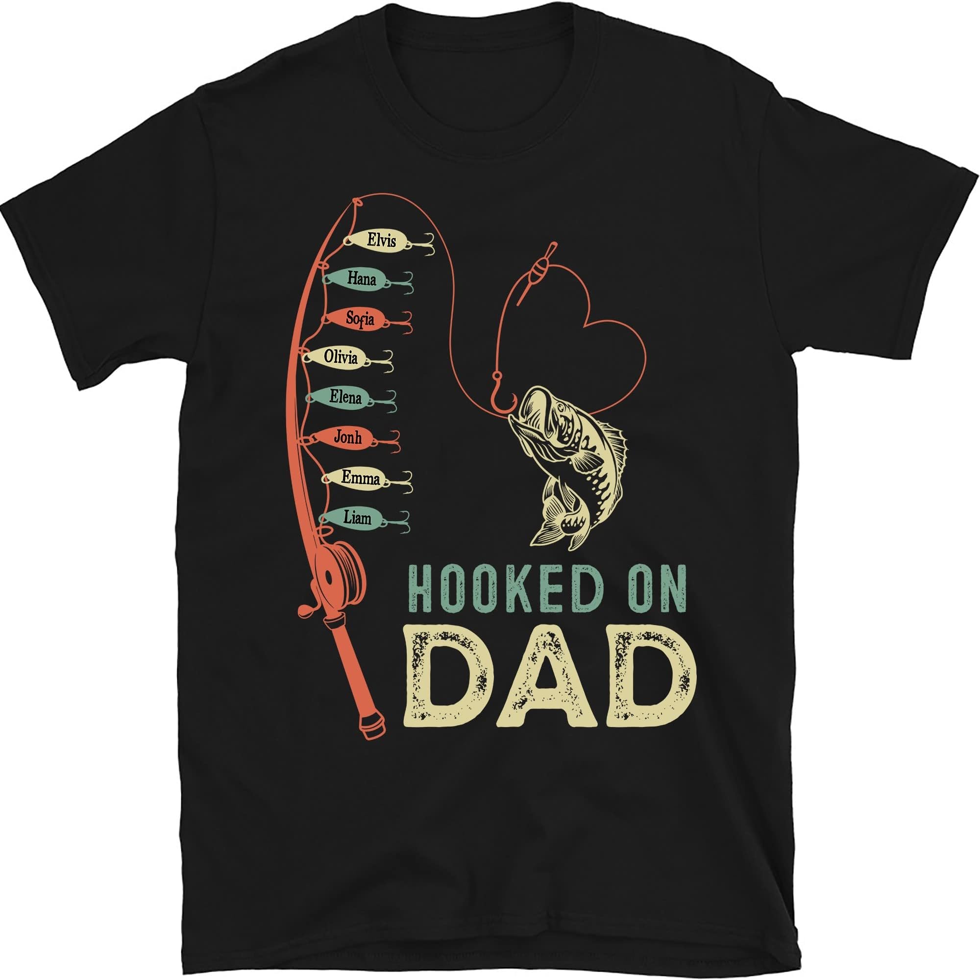 Personalized Reel Cool Papa Shirt, Dad and Kid Shirt, Fishing Papa Shirt, Fishing Rod Custom Kid Names Tshirt Fathers Day Shirt for Grandpa