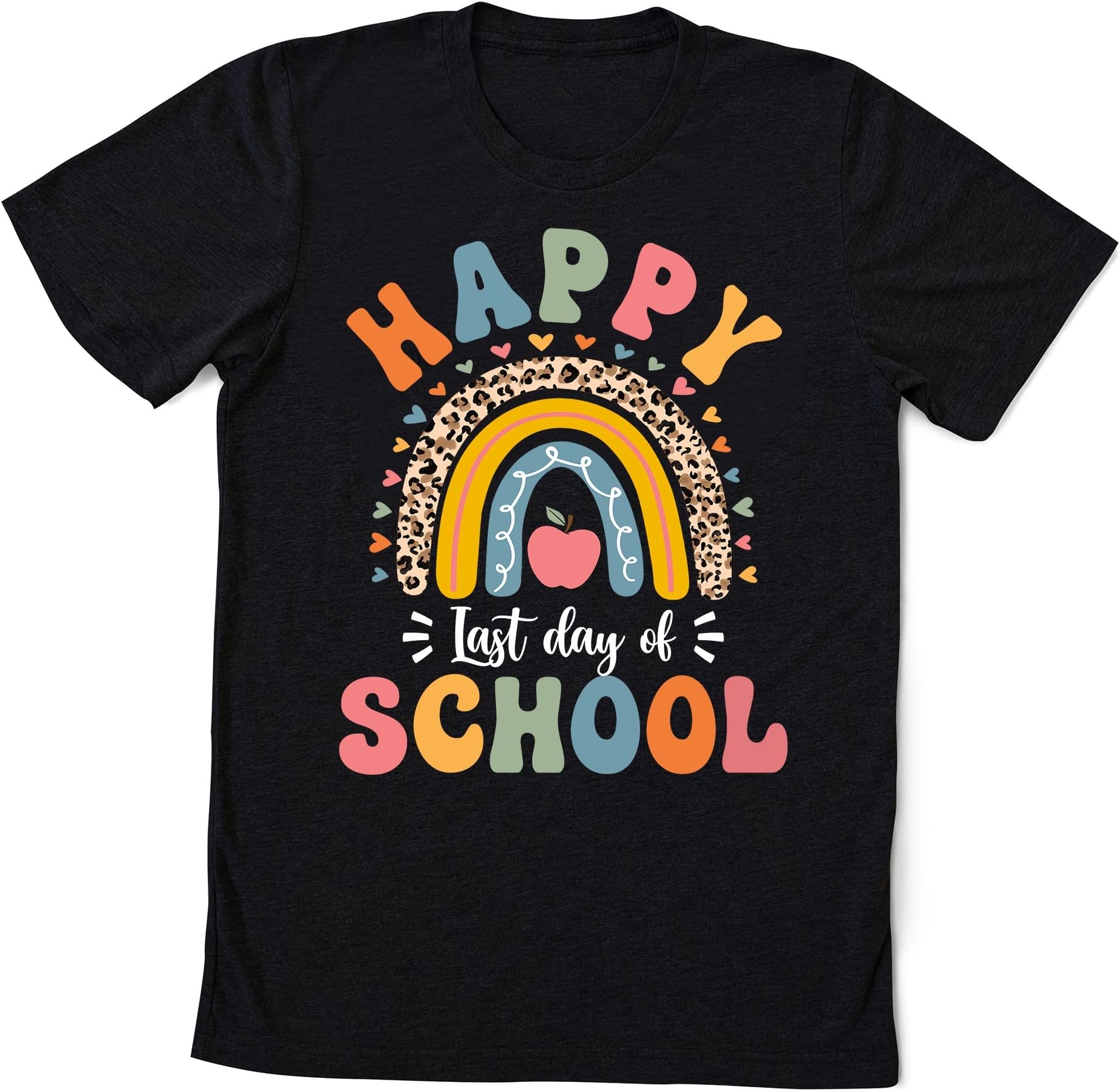 Happy Last Day of School Rainbow Leopard Teacher Student T-Shirt, Teacher Summer Shirt, End of School Year, Teacher Graduation Shirt