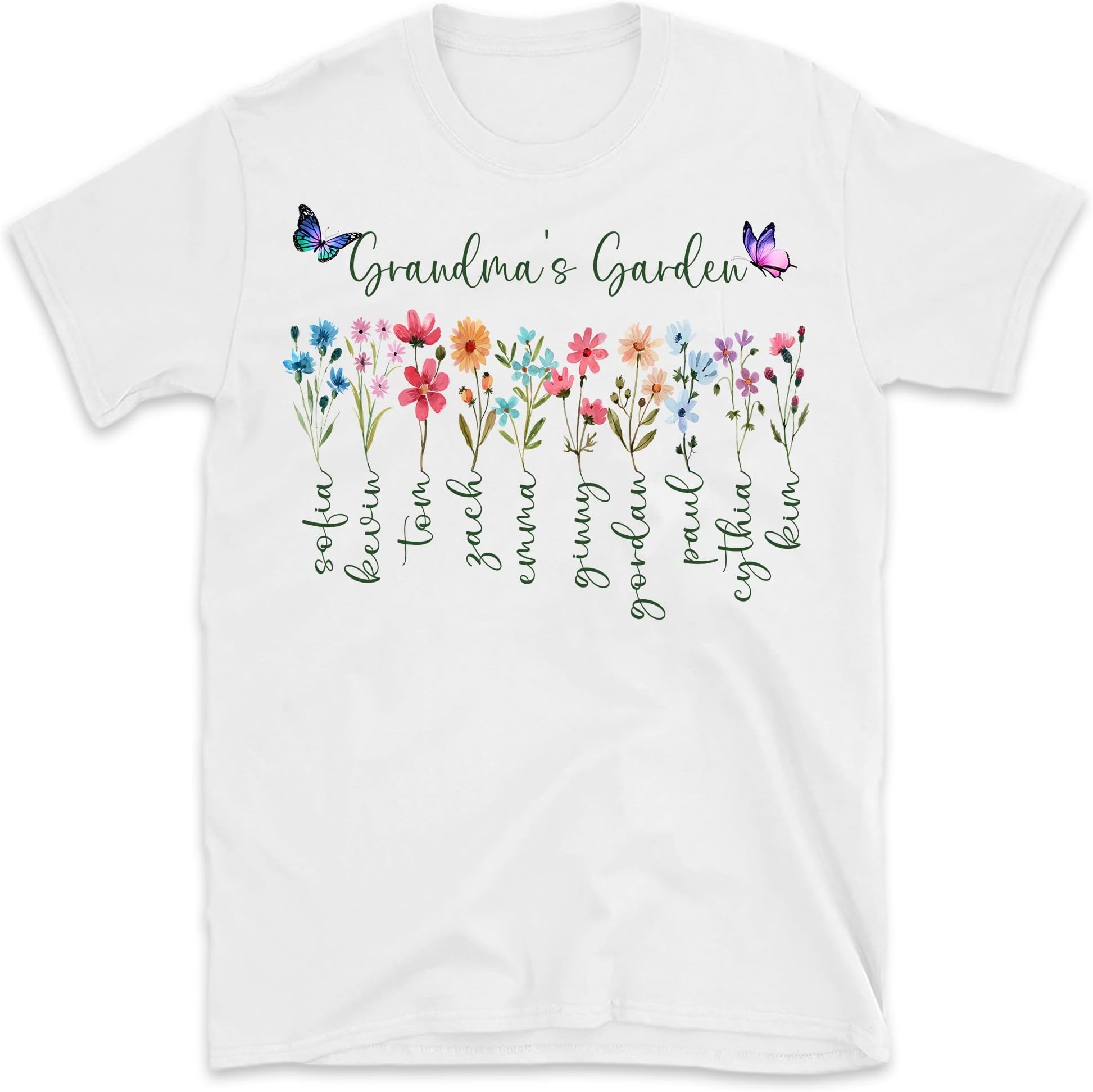 Mother's Day Nana Shirts, Grandma Garden, Custom Grandkid Names, Flowers Grandma Shirt, Personalized Shirts, Women Shirt, Gift for Nana