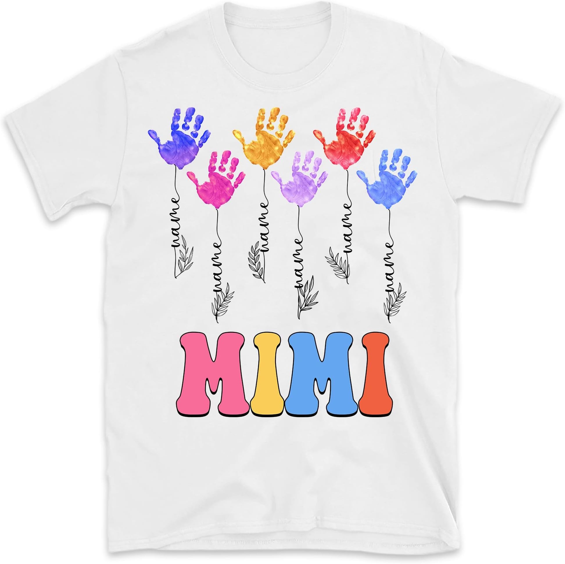Personalized You're The Best Mom in The World T-Shirt, Grandma Handprint Retro Flowers Tee, Happy Mother's Day, Mimi Nana Life