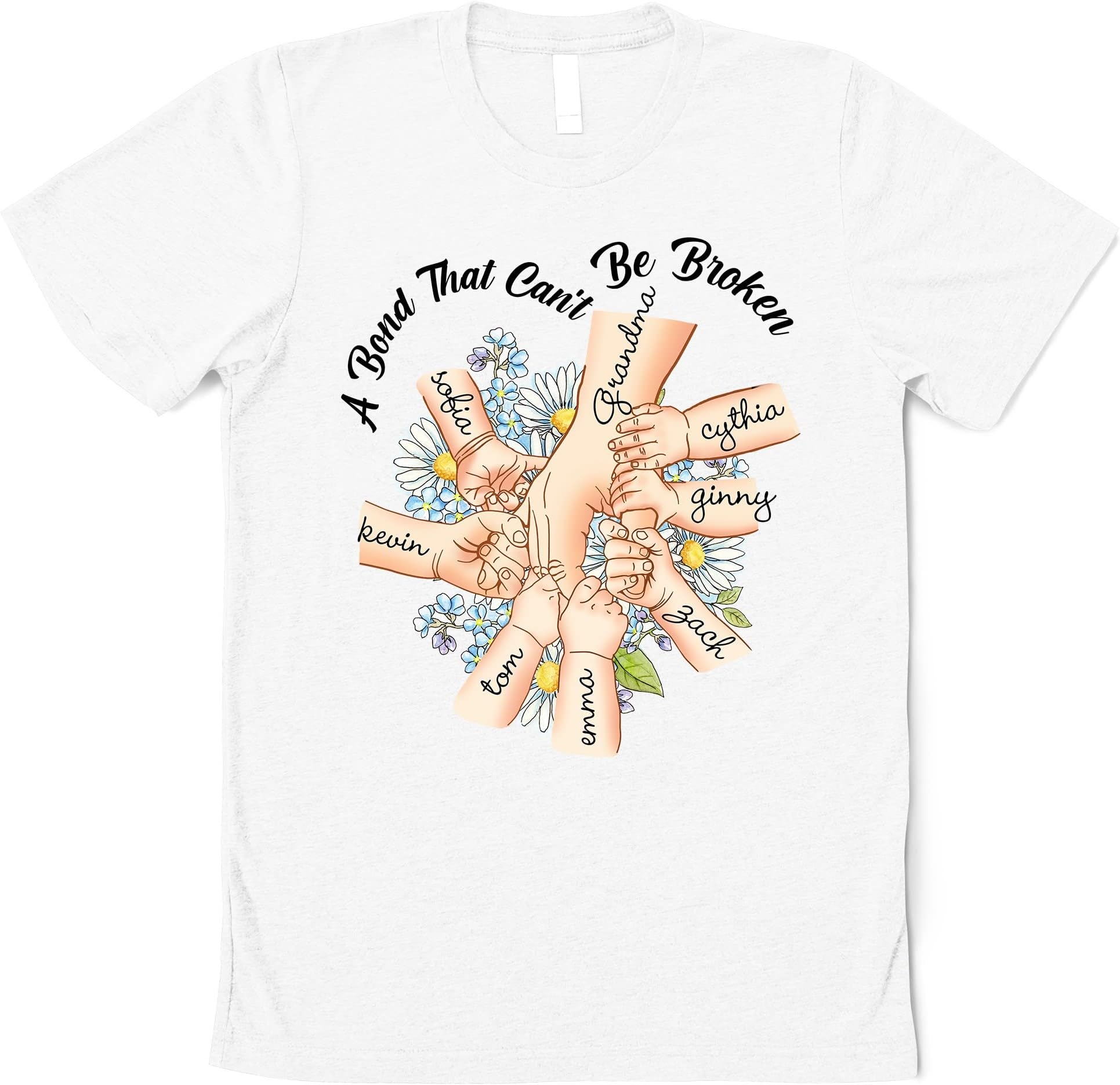 Grandma and Grandkid A Bond That Can't Be Broken Shirt, Loving Gift for Mom, Grandmother, Personalized Custom T-Shirts