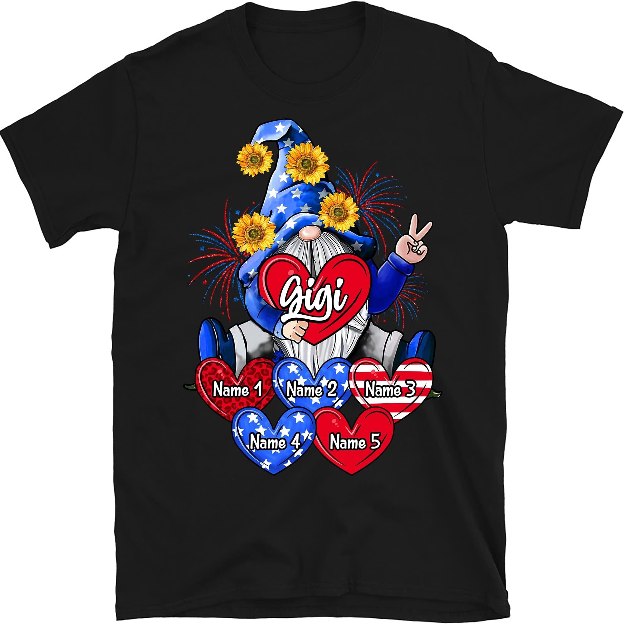 Personalized Grandma Shirt, Patriotic Gnome 4th of July Mimi and Grandkids Shirt, Custom Nana Shirt for Independence Day, Fourth of July