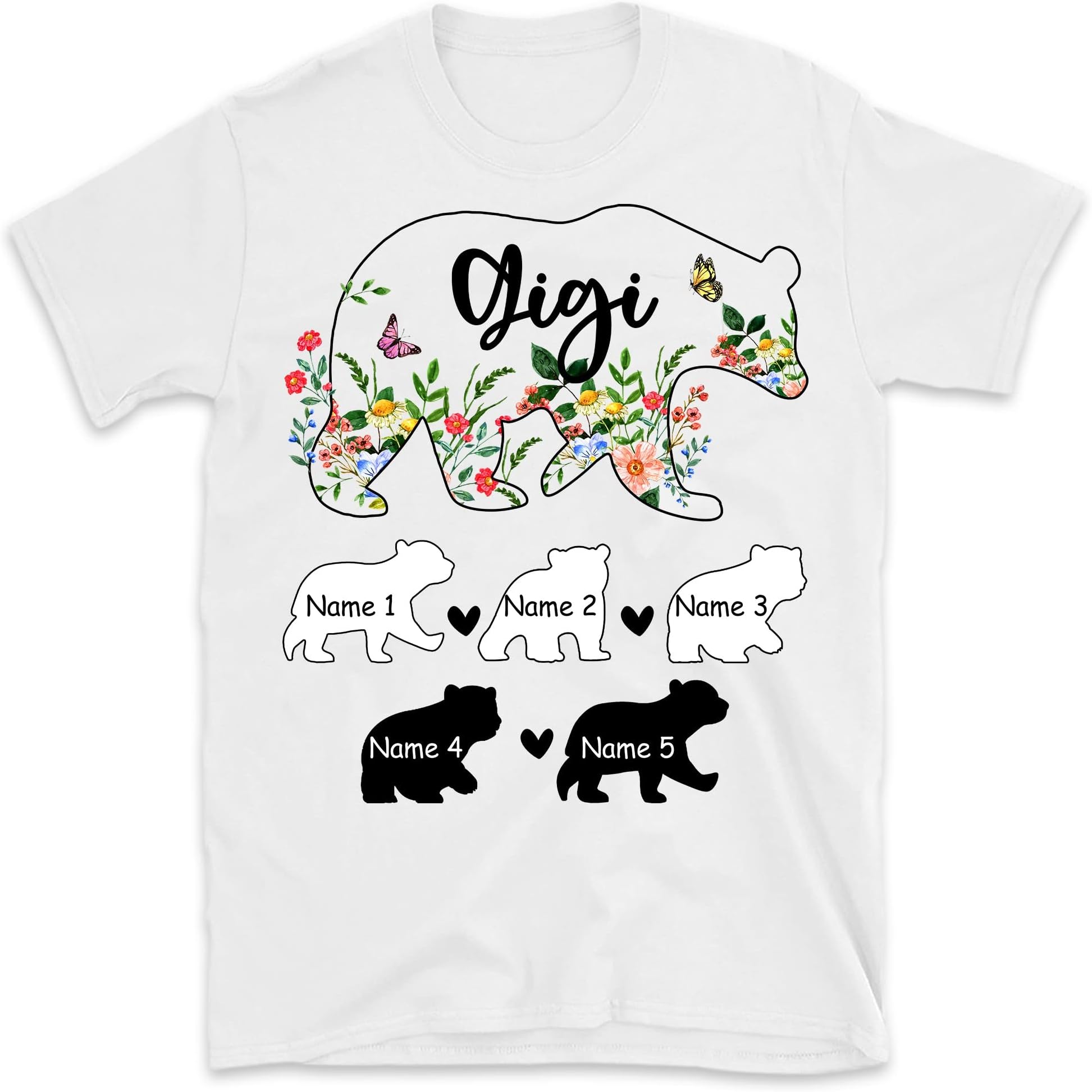 Mother's Day Shirts, Grandma Bear Flowers Kid Hand Tee, Custom Grandkid Names, Flowers Grandma Shirt, Personalized Shirts