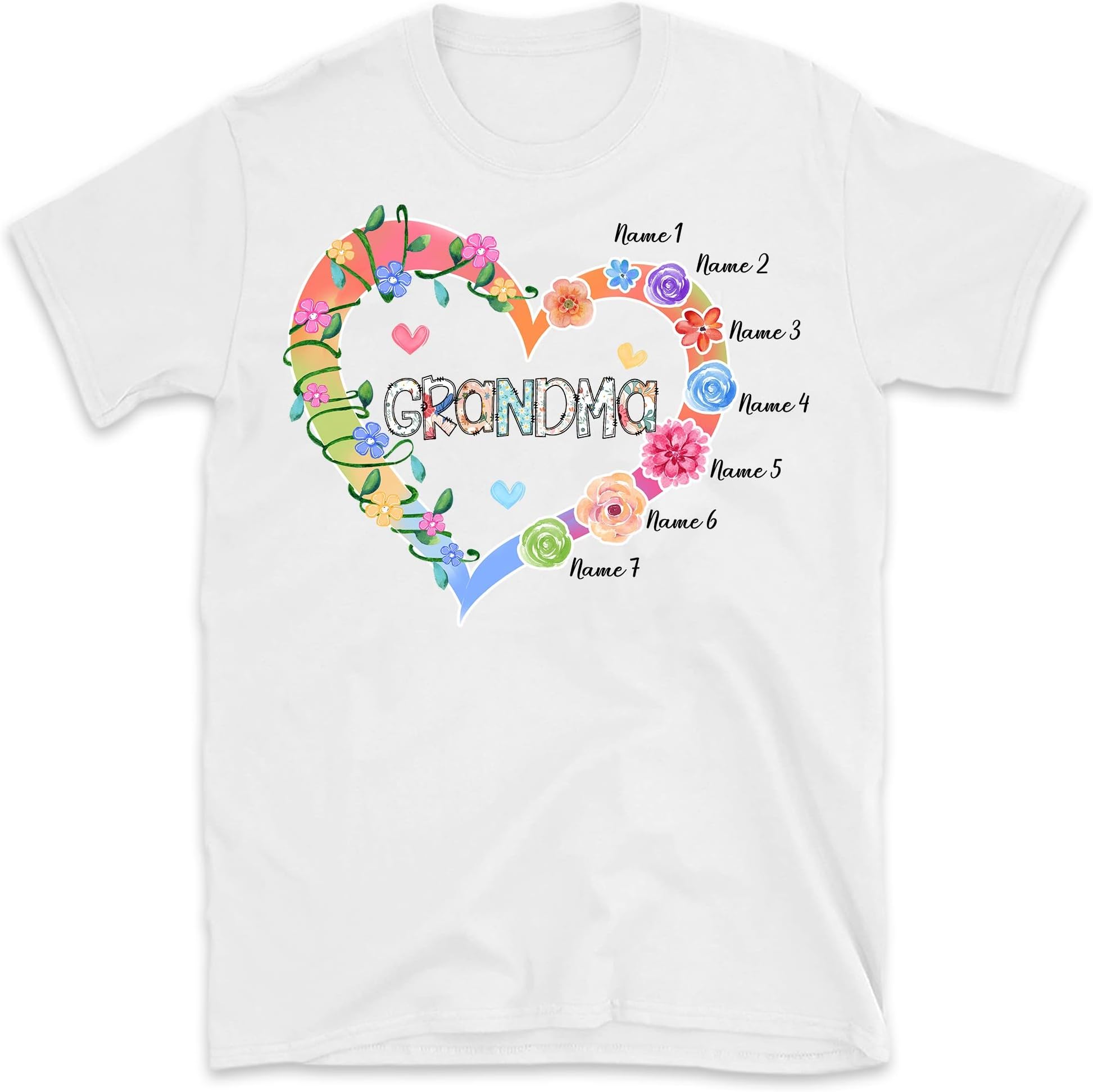 Personalized Granny Flowers Shirt, Custom Flowers Kids Name Tee, Gift for Mom, Grandma Floral T-Shirt