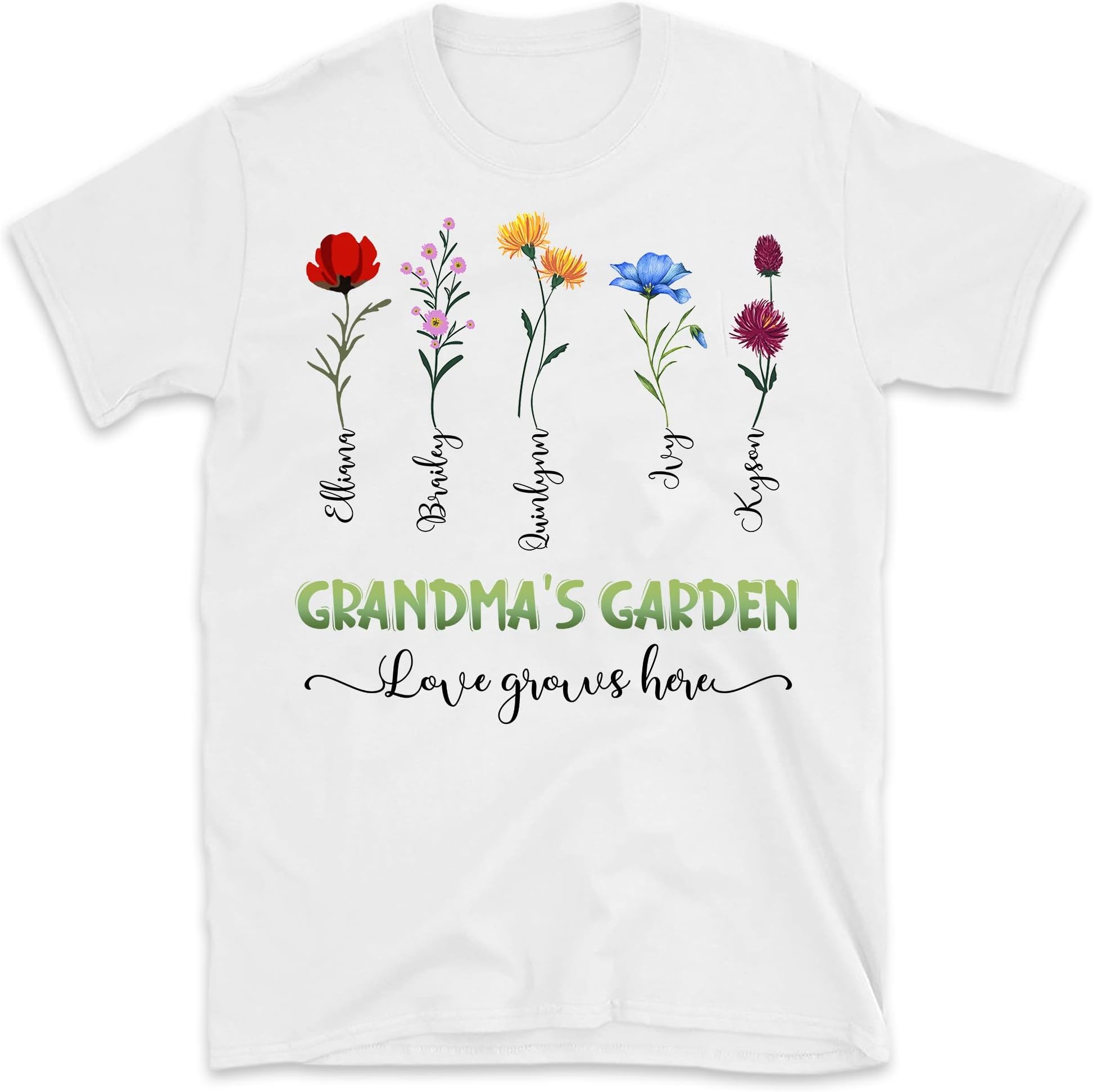 Mother's Day Nana Shirts, Grandma's Garden, Custom Grandkid Names, Flowers Grandma Shirt, Personalized Shirts, Women Shirt, Gift for Nana