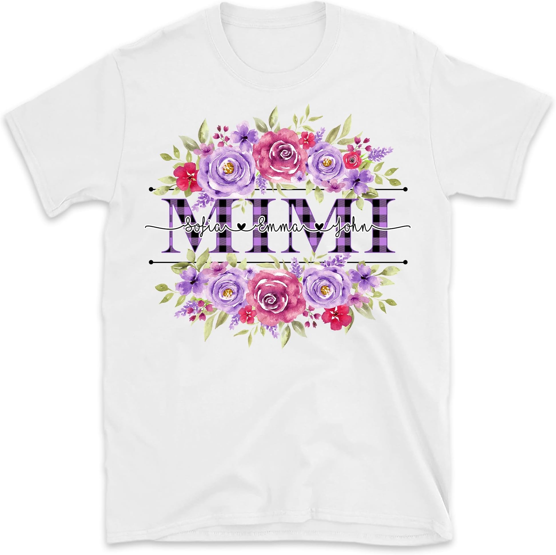 Grandma Shirt Flower and Grandkids T-Shirt, Grandma Shirt, Personalized Grandma Tee Shirt Nickname with Custom Grandkid Names