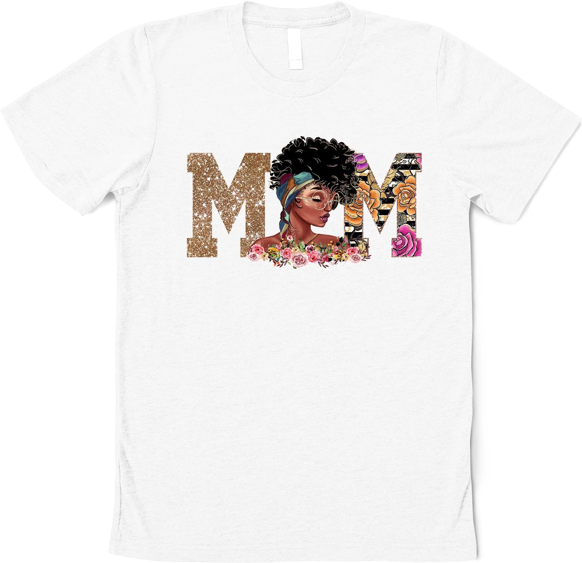 Mom Black Woman Shirt, Afro Woman T-Shirt, Floral Mom T-Shirt, Afro Woman T-Shirt