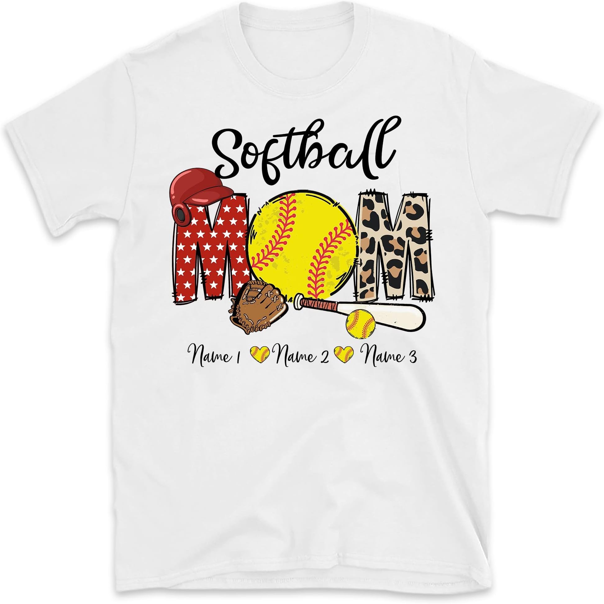 Personalized Softball Mom Shirt, Custom Leopard Softball Shirt, Grandma Shirt, Softball Shirt for Mom, Shirt for Nana from Kid