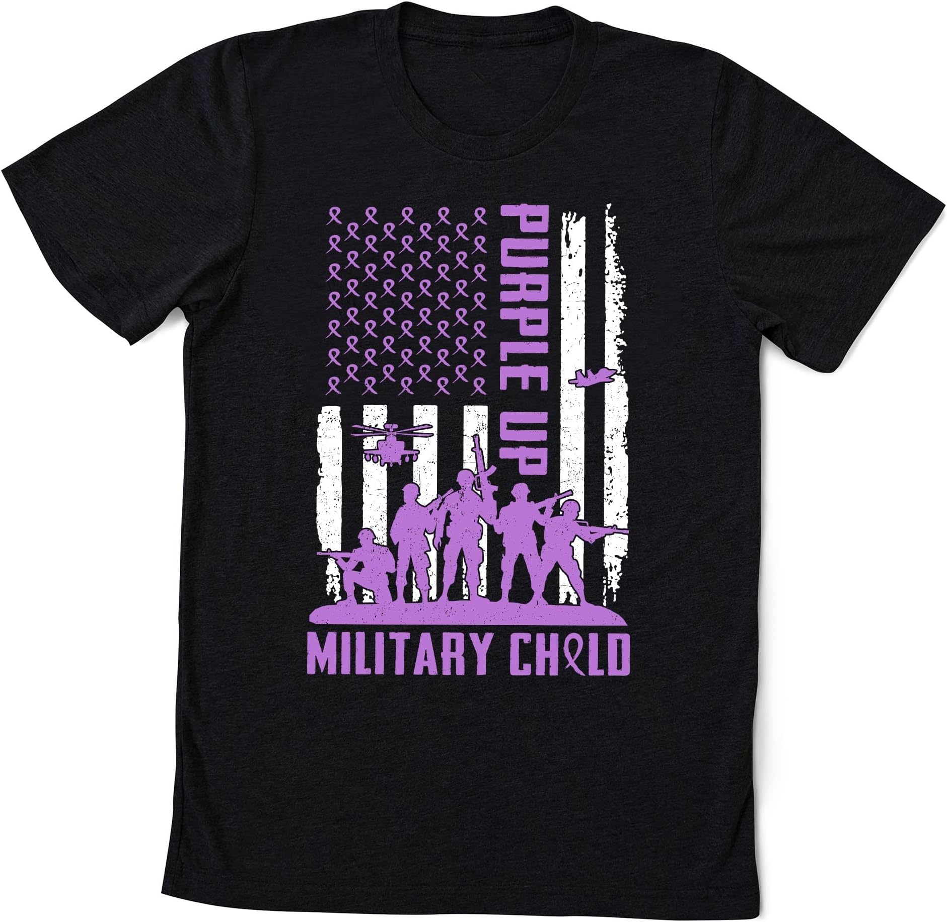 Military Child Shirt, US Flag Military Kids Shirt,Military Children Month Shirt,Purple Ribbon Purple Up Gift for Kids