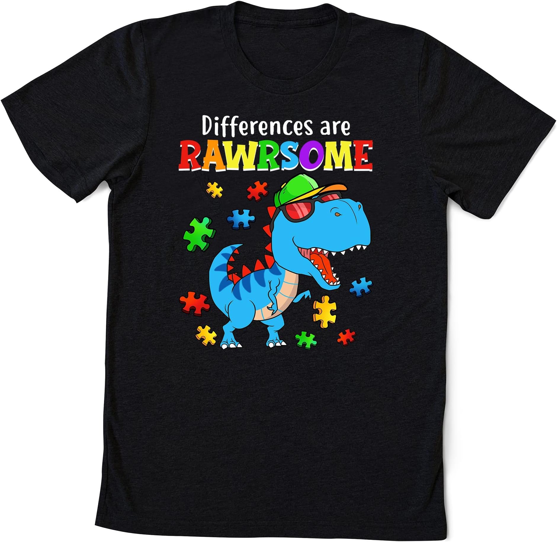 Autism Shirts for Boys Dinosaur TRex Awareness Puzzle Piece T-Shirt, Autism Mom Shirt, Autism Support, Autism Teacher Shirt, Blue Puzzle Shirt