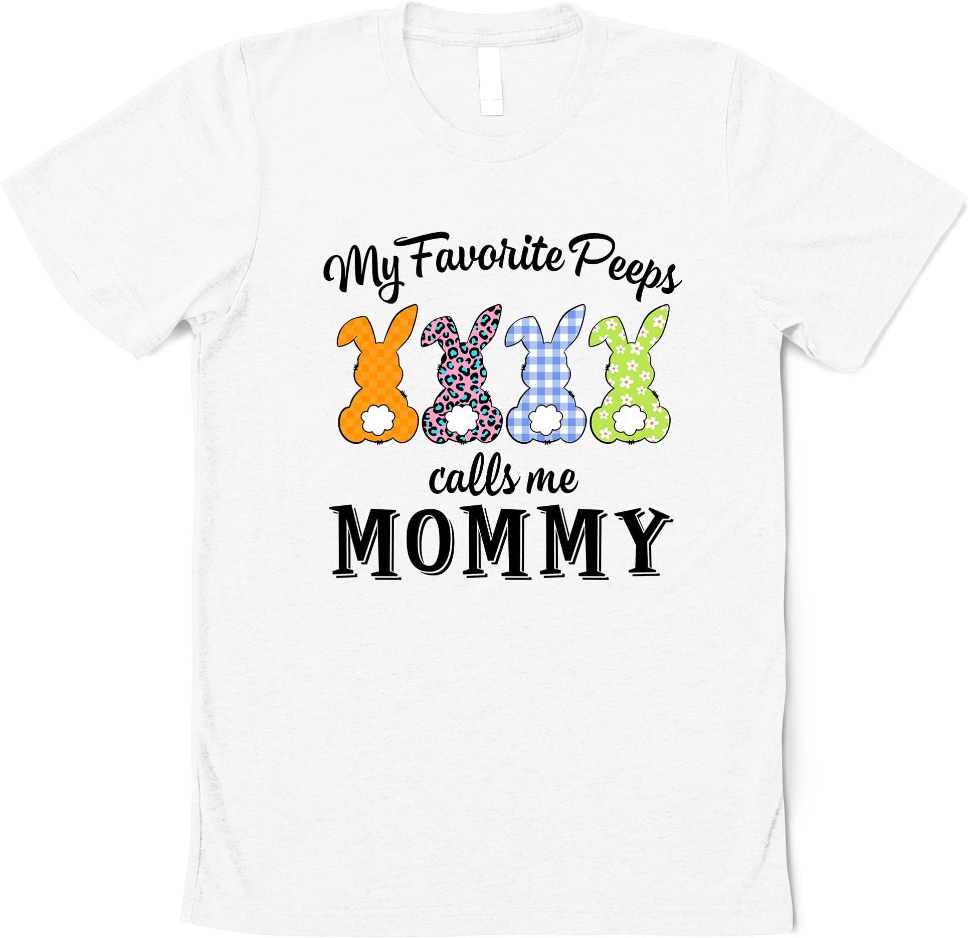 Easter Mom My Favorite Peeps Calls Me Mommy Easter Bunny T-Shirt, Gifts for Easter, Easter Family Shirts, Leopard Bunny T-Shirt
