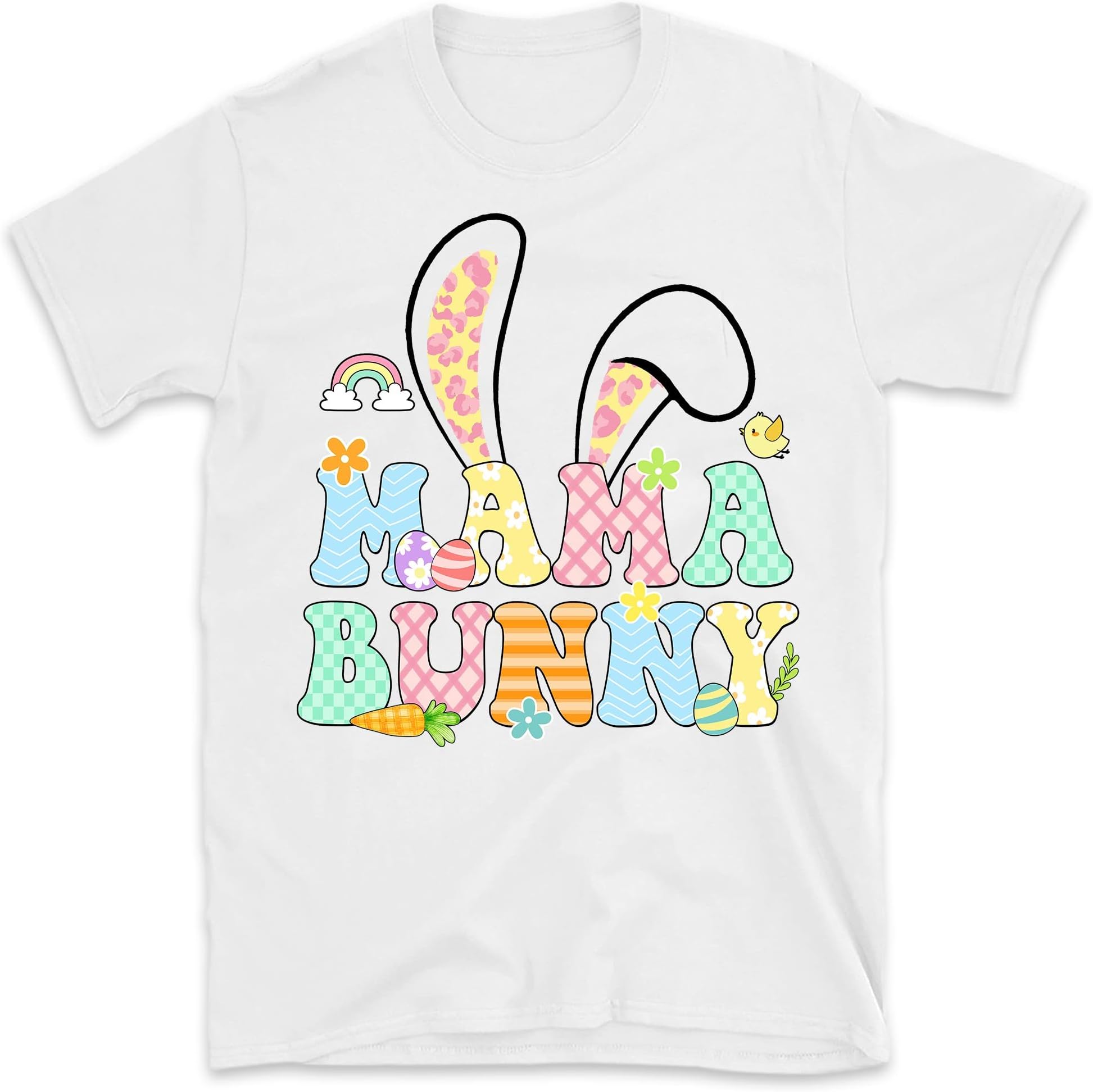 Mama Bunny Matching Family Easter Pregnancy Mom Baby Womens T-Shirt, Gifts for Easter, Easter Family Shirts, Floral Cheetah Bunny T-Shirt
