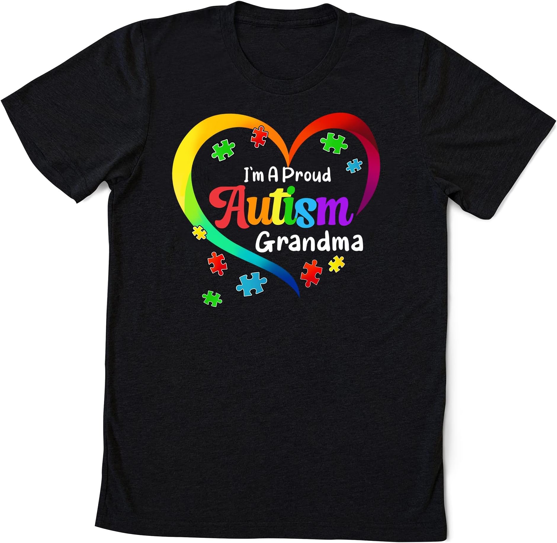 I'm A Proud Grandma Love Heart Autism Awareness Puzzle T-Shirt, Autism Month, in April We Wear Blue, Infinity Autism