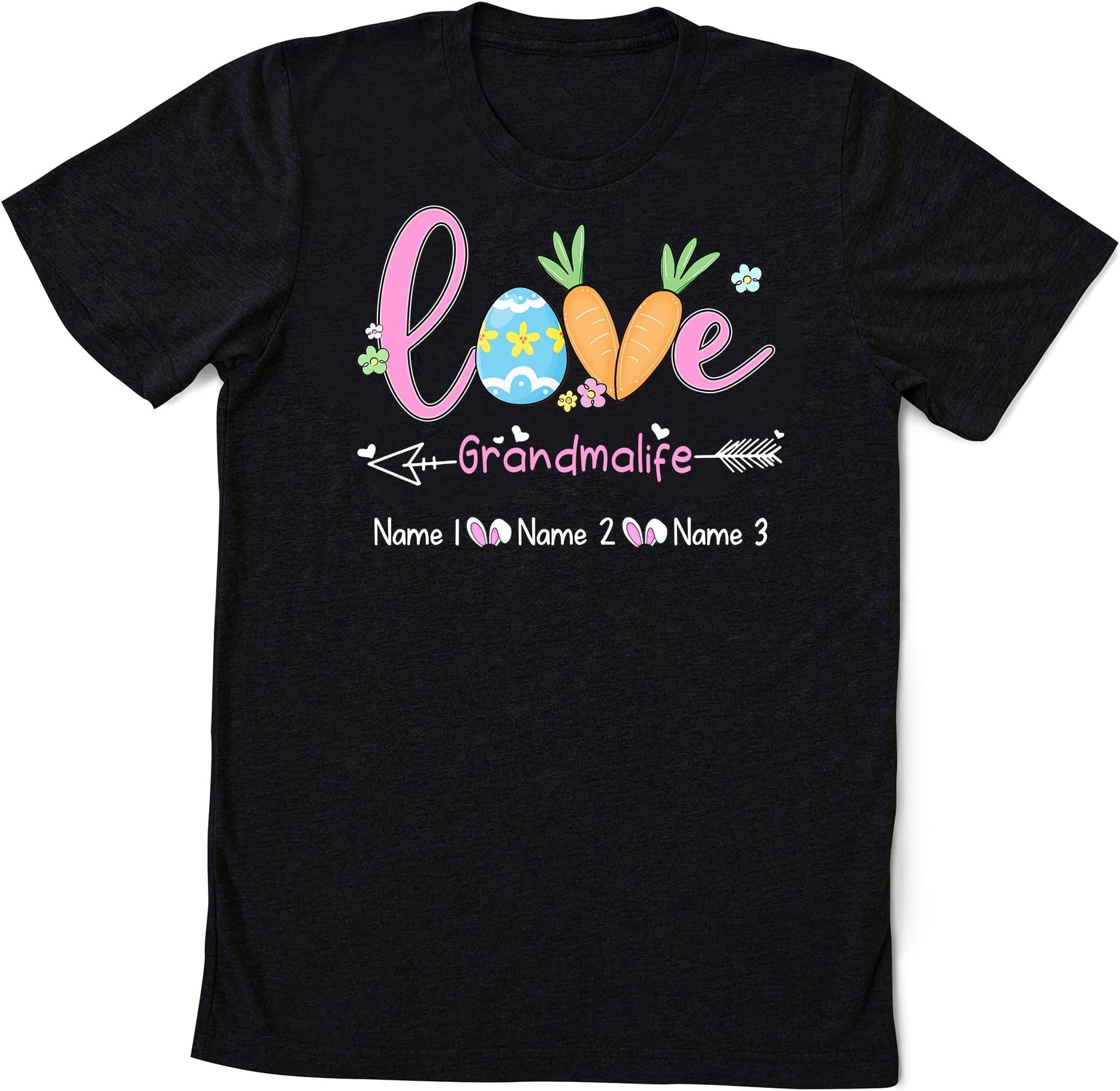 Personalized Love Grandma Easter Day Shirts, Custom Name Shirt, Shirt for Mama Nana Mimi Gigi, Easter Day Gifts for Mom Multicolored