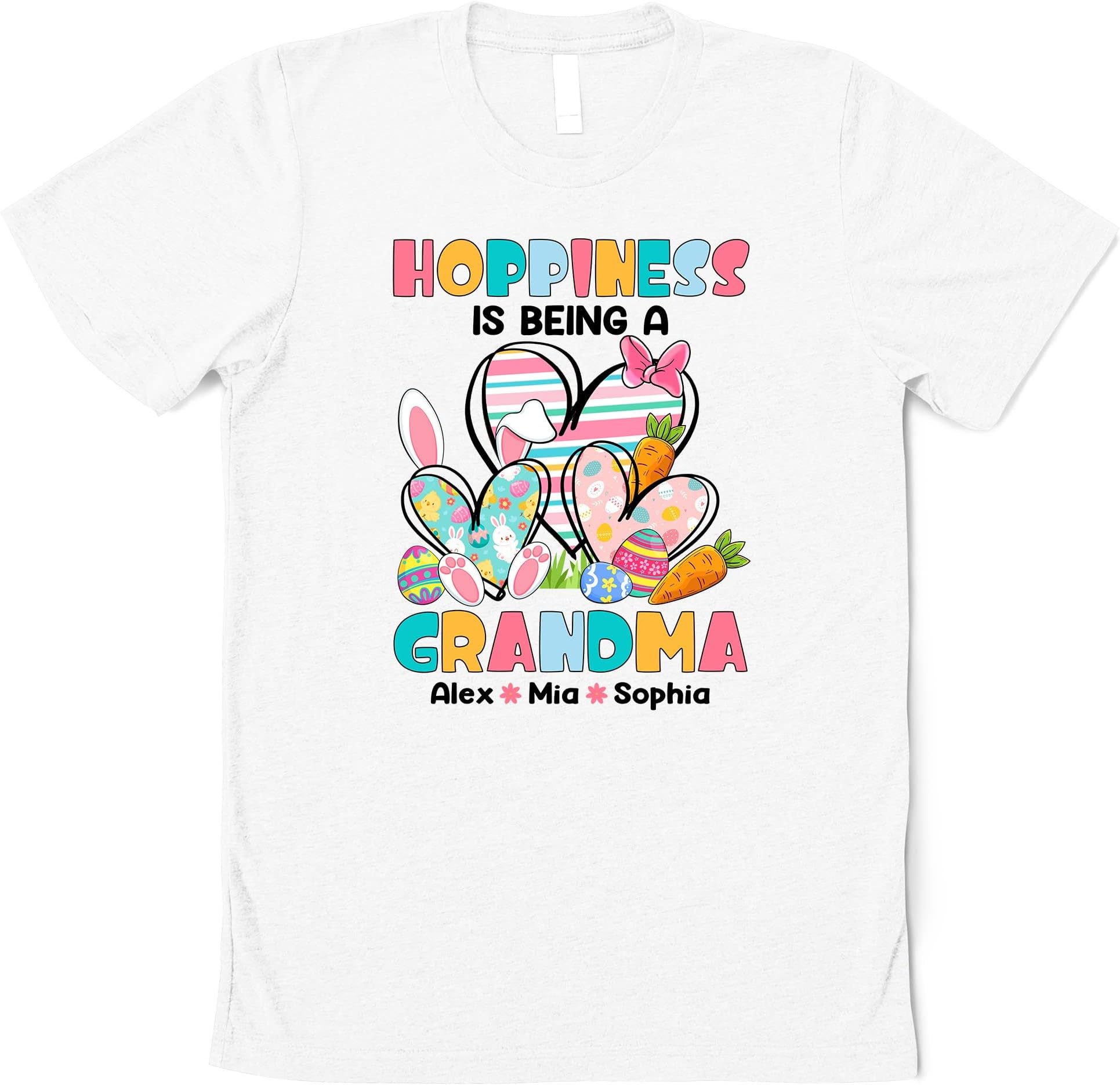 Custom Easter Hoppy Nana Shirt, Personalized Grandma Shirt, Cute Nana Shirt, Easter Shirt, Custom Grandkids Names, Personalized Easter Multicolored