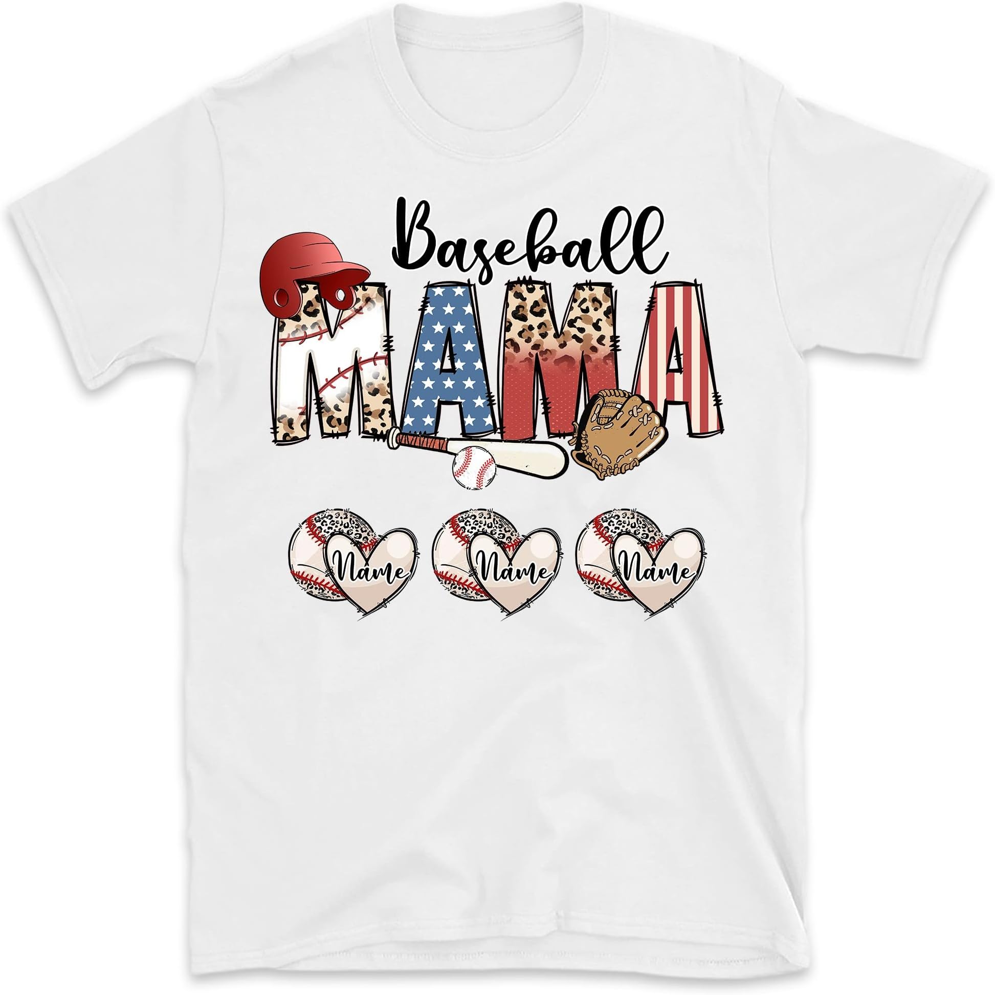 Custom Baseball Mom Shirt, Custom Leopard Baseball Shirt, Team Name Shirts, Baseball T-Shirt for Women, Sport Mom, Personalized Baseball Tee