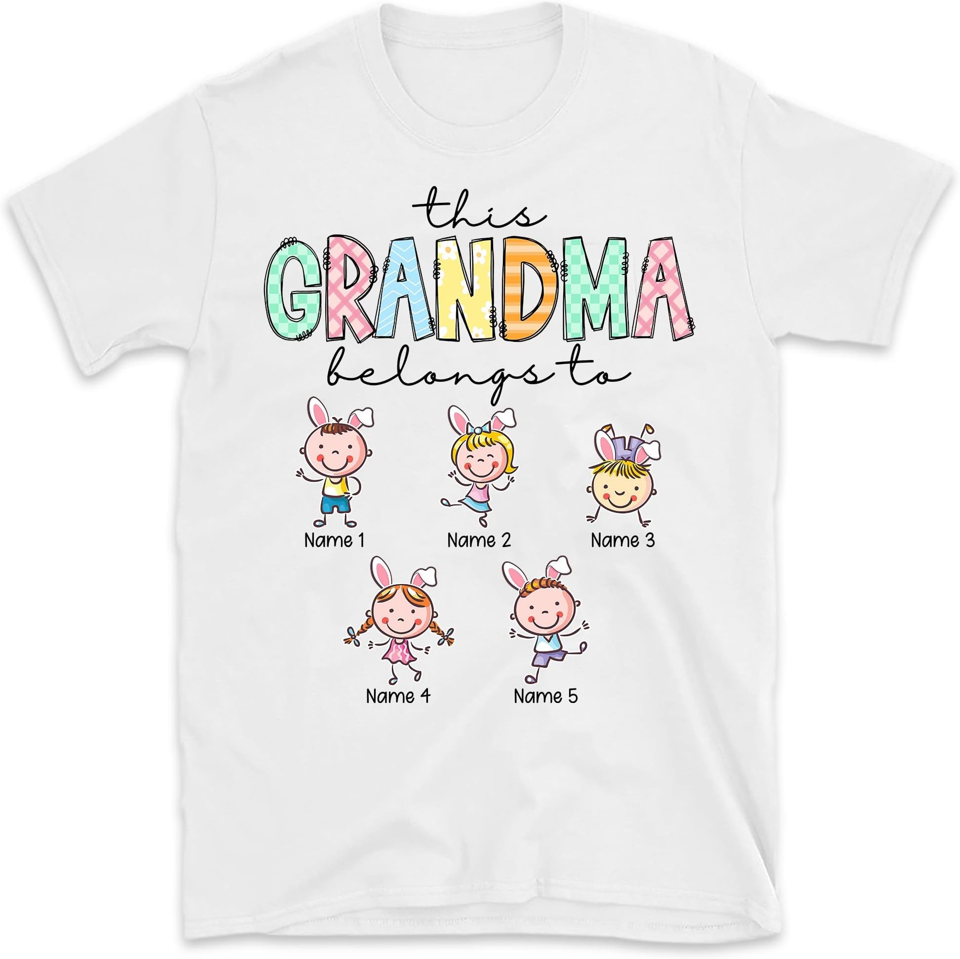Personalized Grandma's Peeps Easter T-Shirt, Custom Mom Nana Easter's Day Shirt,Kids Name Shirt, Easter Day Gift, Mother's Day Shirt Multicolored