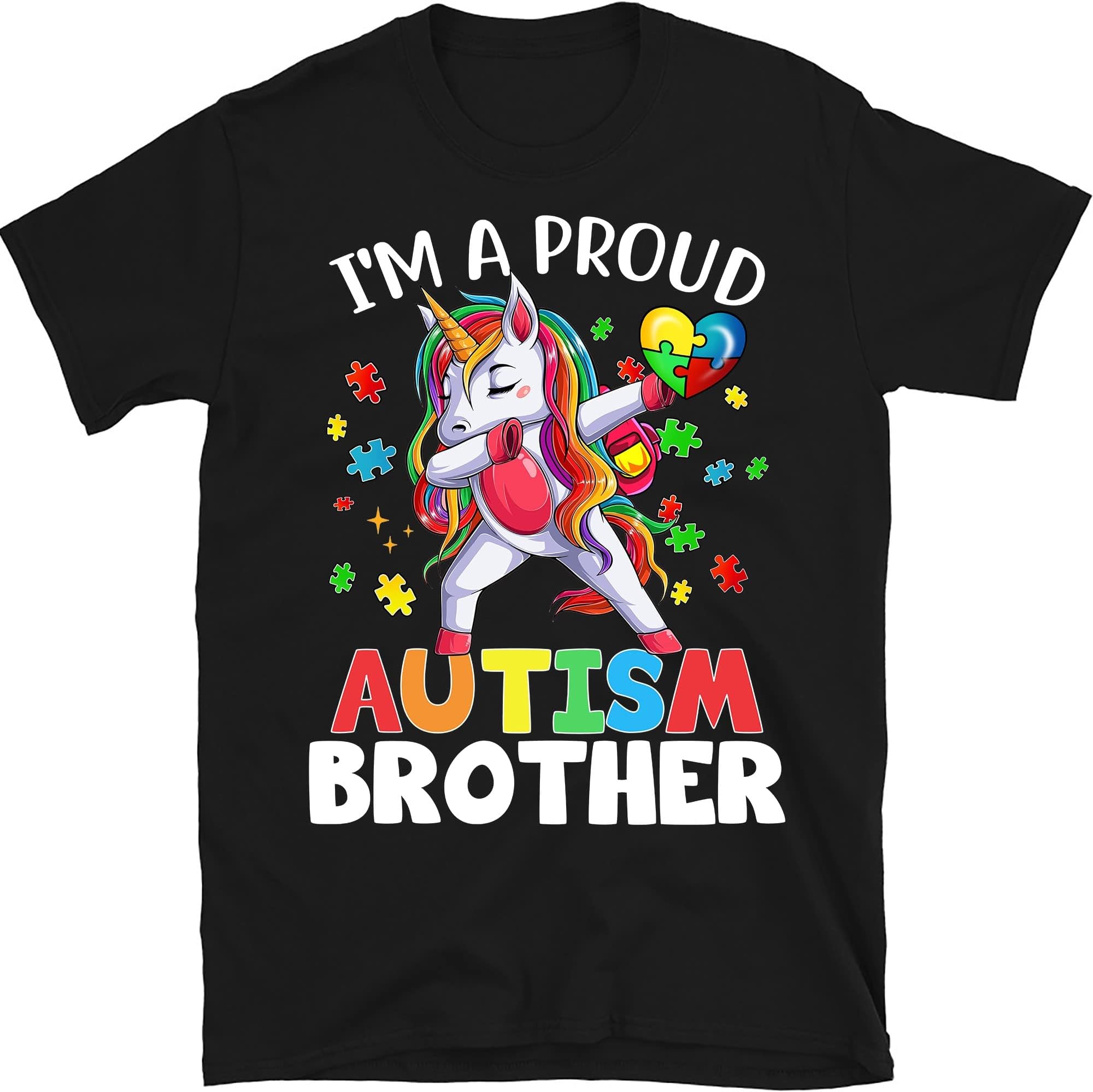 I'm A Proud Sister Dabbing Unicorn Autism Awareness Puzzle T-Shirt, Autism Month, in April We Wear Blue, Infinity Autism, Autism Group Shirts