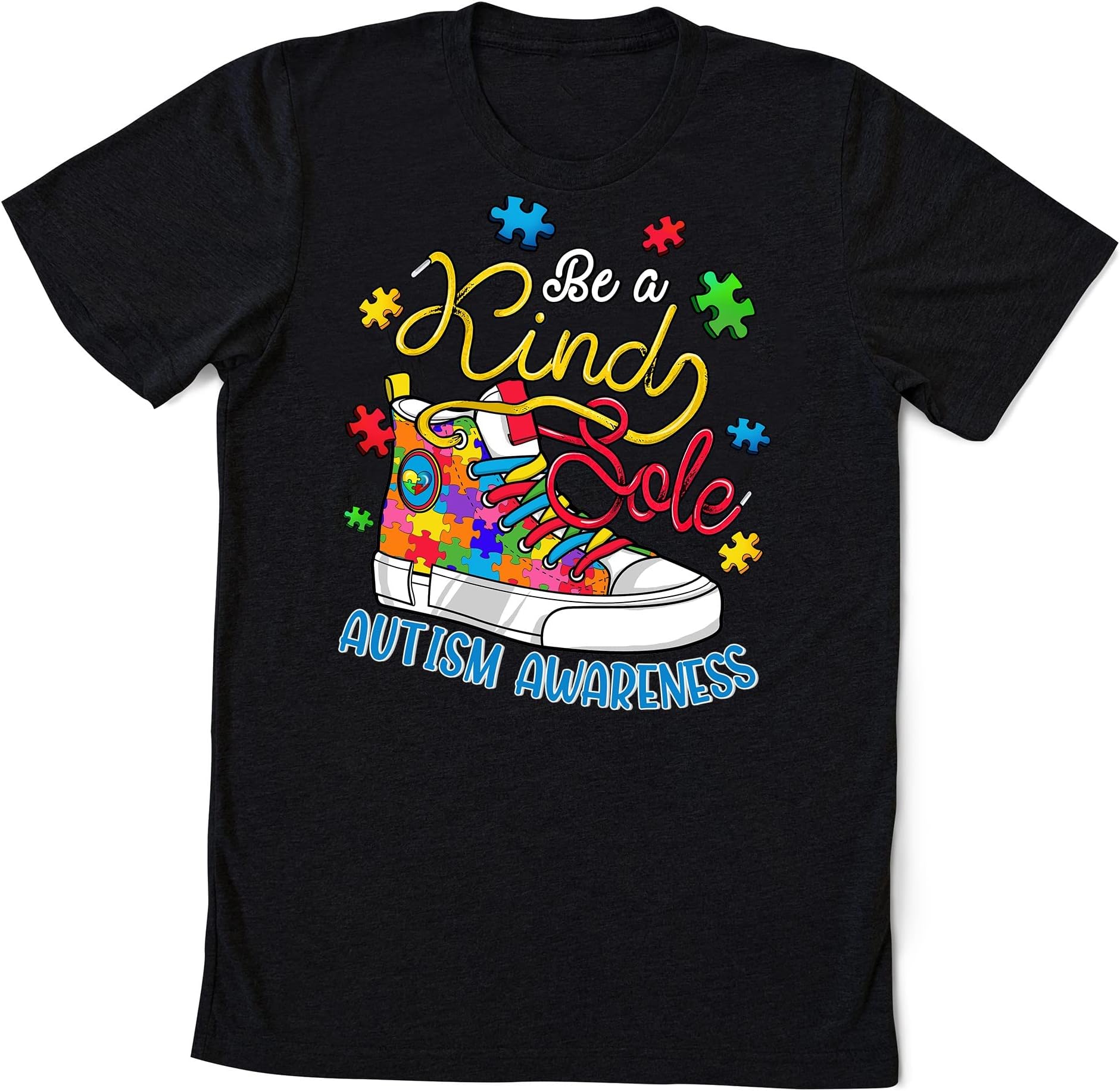 Be A Kind Sole Autism Awareness Rainbow Trendy Puzzle Shoes T-Shirt, We Wear Blue for Autism Awareness Autism Rainbow Autism Acceptance