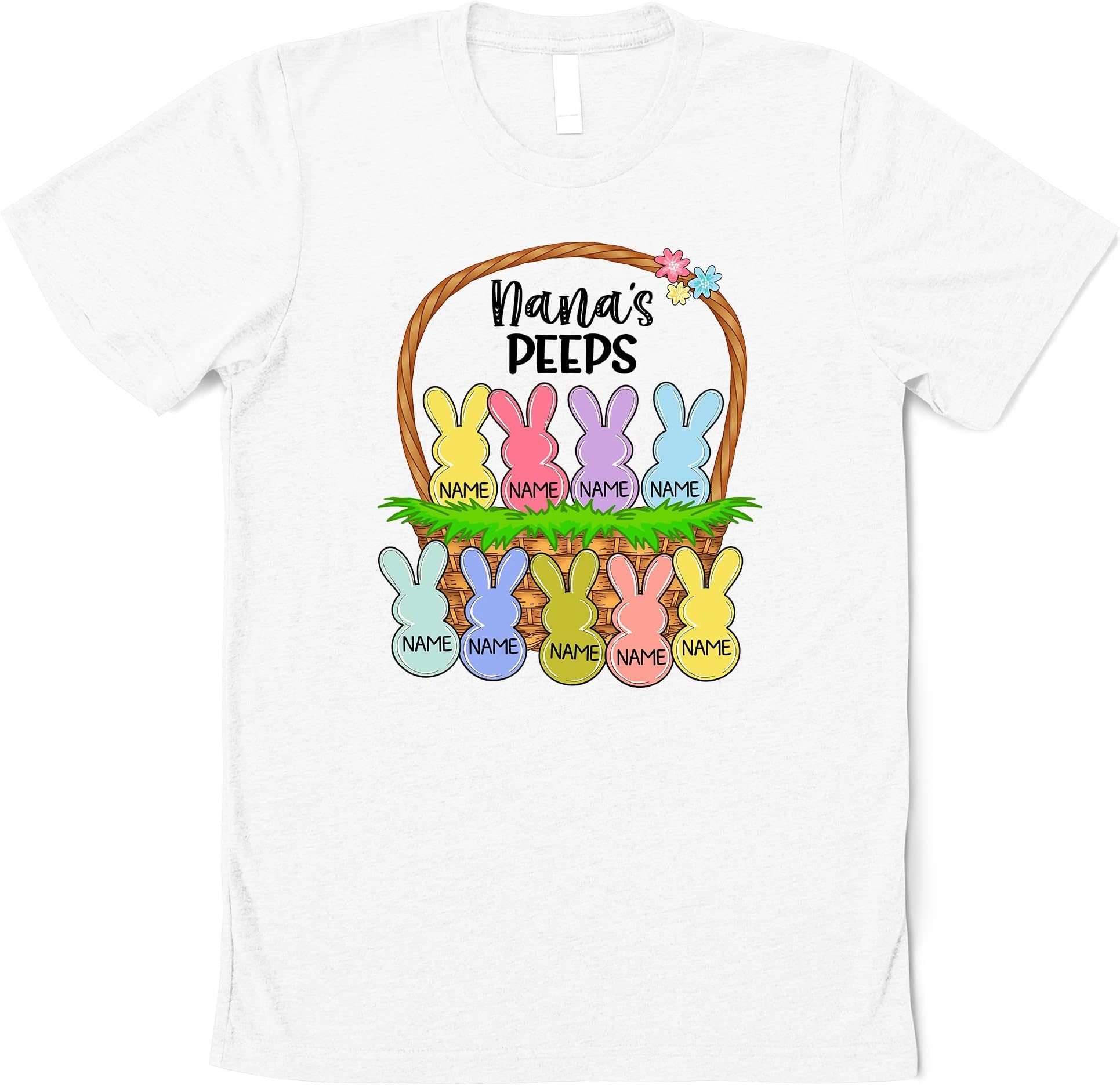 Custom Easter Nana's Sweet Peeps Shirt, Personalized Grandma Shirt, Cute Nana, Custom Grandkids Names, Nana Bunny, Personalized Easter Multicolored