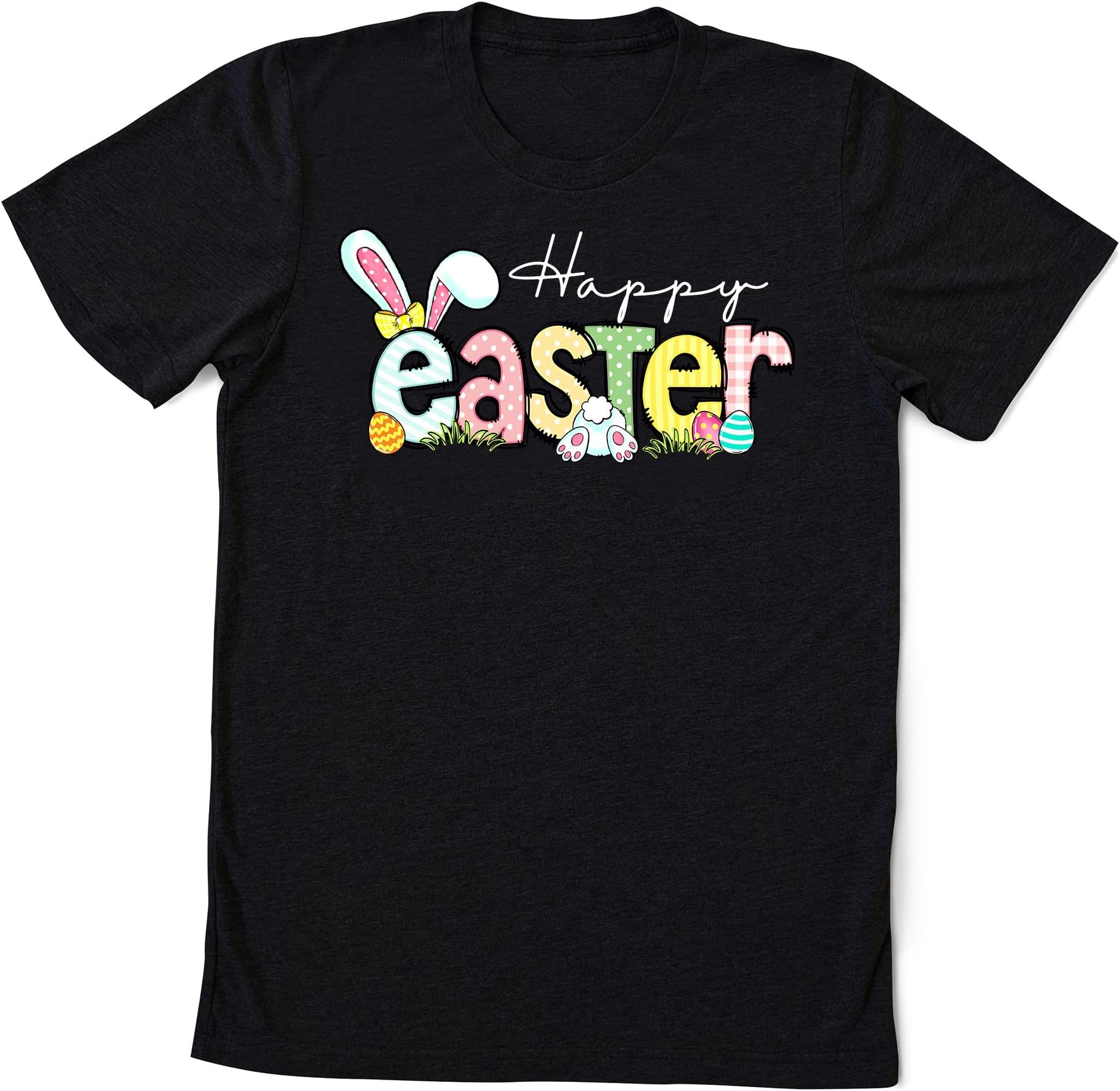 Happy Easter Shirt – Women's Easter Tee – Easter Holiday Shirt – Easter Bunny Tee – Cute Easter Shirt – Teacher – Mom – Grandma Multicolored