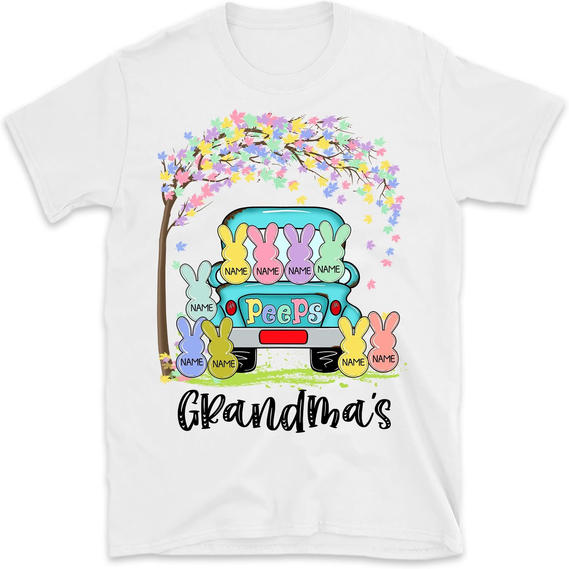 Custom Easter Nana's Sweet Peeps Shirt, Personalized Grandma Shirt, Cute Nana, Custom Grandkids Names, Nana Bunny Multicolored