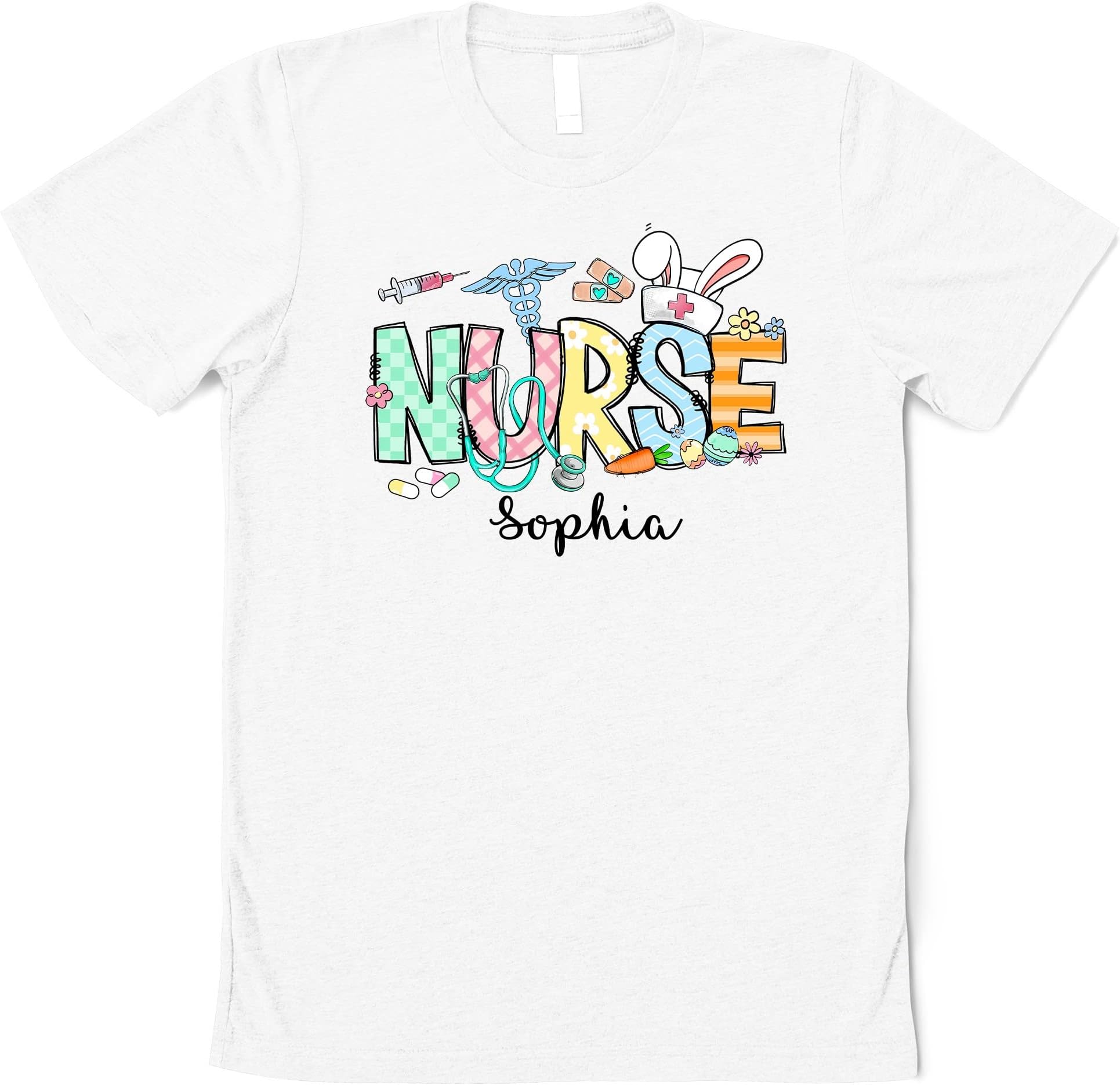 Nurse Easter Gift, Nurse Gift, Personalized Nurse Shirt, Nurse Easter Shirt, Nurse Bunny Shirt, Cute Nurse Shirts for Easter, Gift for Nurse Multicolored