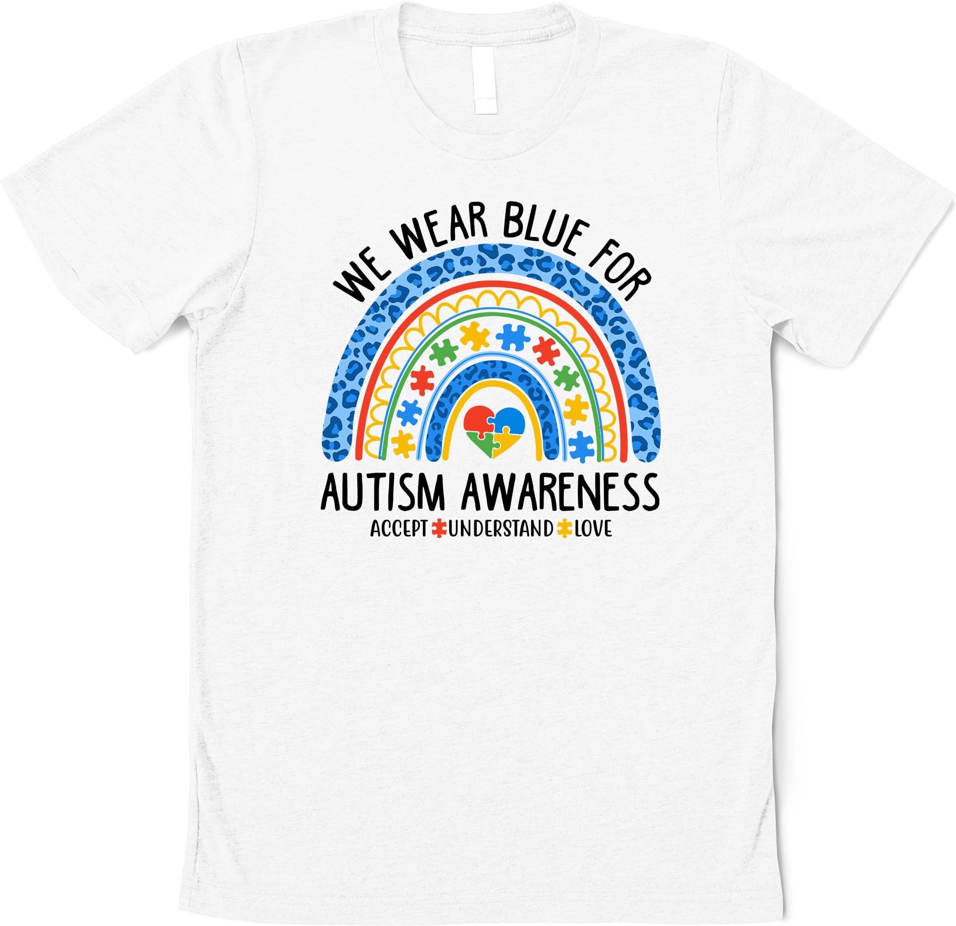 in April We Wear Blue for Autism Awareness Classic T-Shirt, Autism Rainbow Shirt, Autism Awareness T-Shirt, Autism