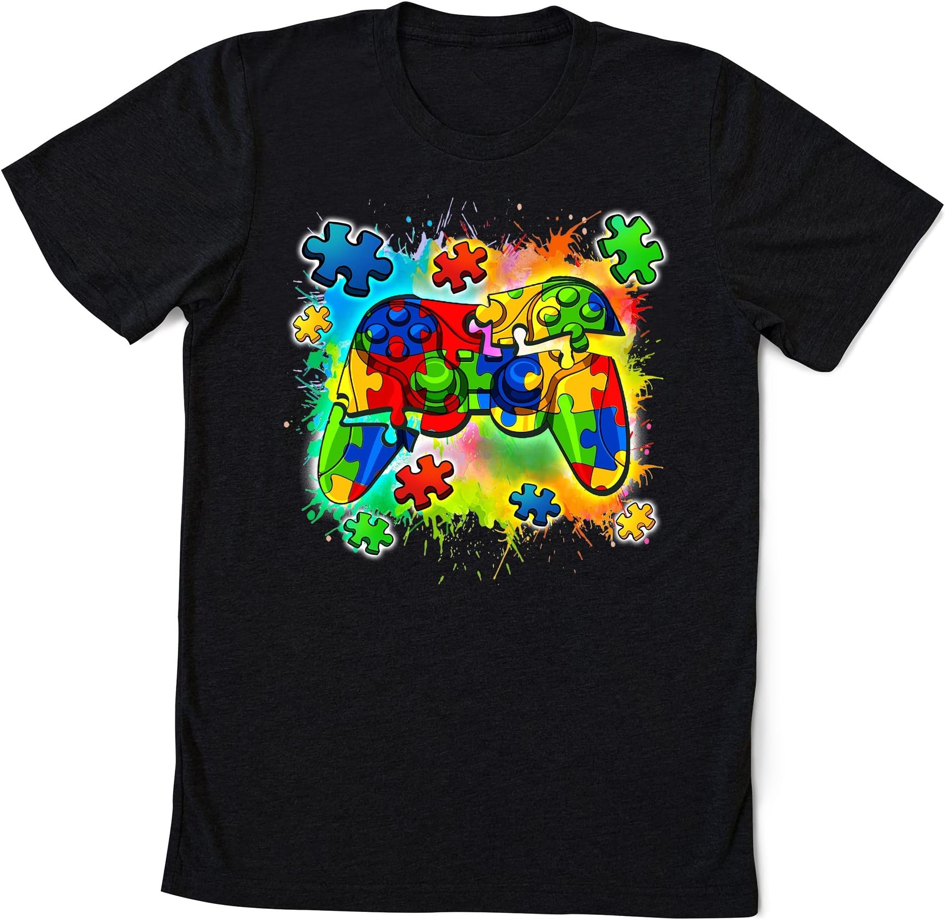 Autism Awareness Video Game Controller Puzzle Piece Boys T-Shirt, Autism Awareness Shirt, Autism Puzzle T-Shirt Multicolored
