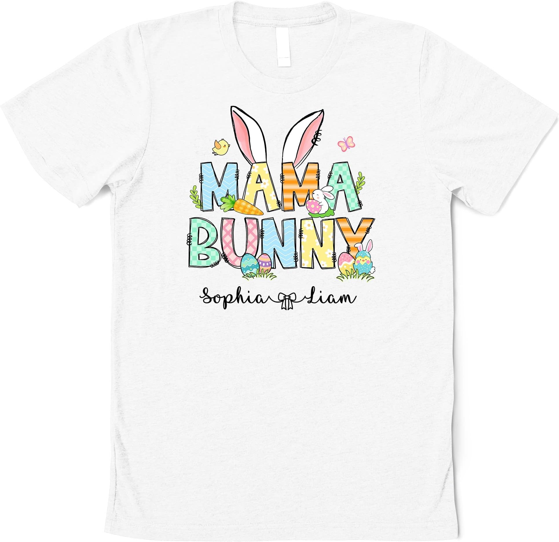Mama Bunny Shirt, Custom Mama Shirt, Personalized Mom Shirt, Kids Names Shirt, Easter Mom Shirt, Gift for Mom, Easter Gift, Easter Shirt Multicolored