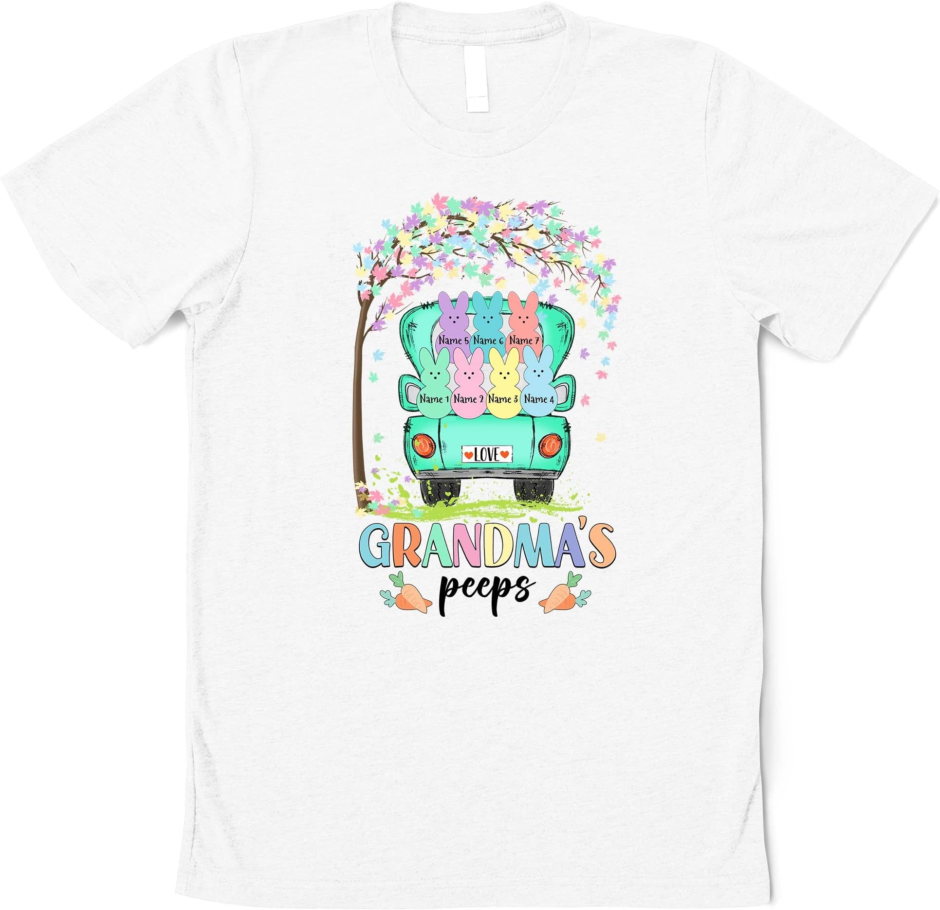 Grandma Shirt, Personalized Grandma's Peeps Easter Shirt, Mom Nana Gigi Mimi Easter's Day Shirt, Custom Kids Name Shirt, Easter Gift Multicolored