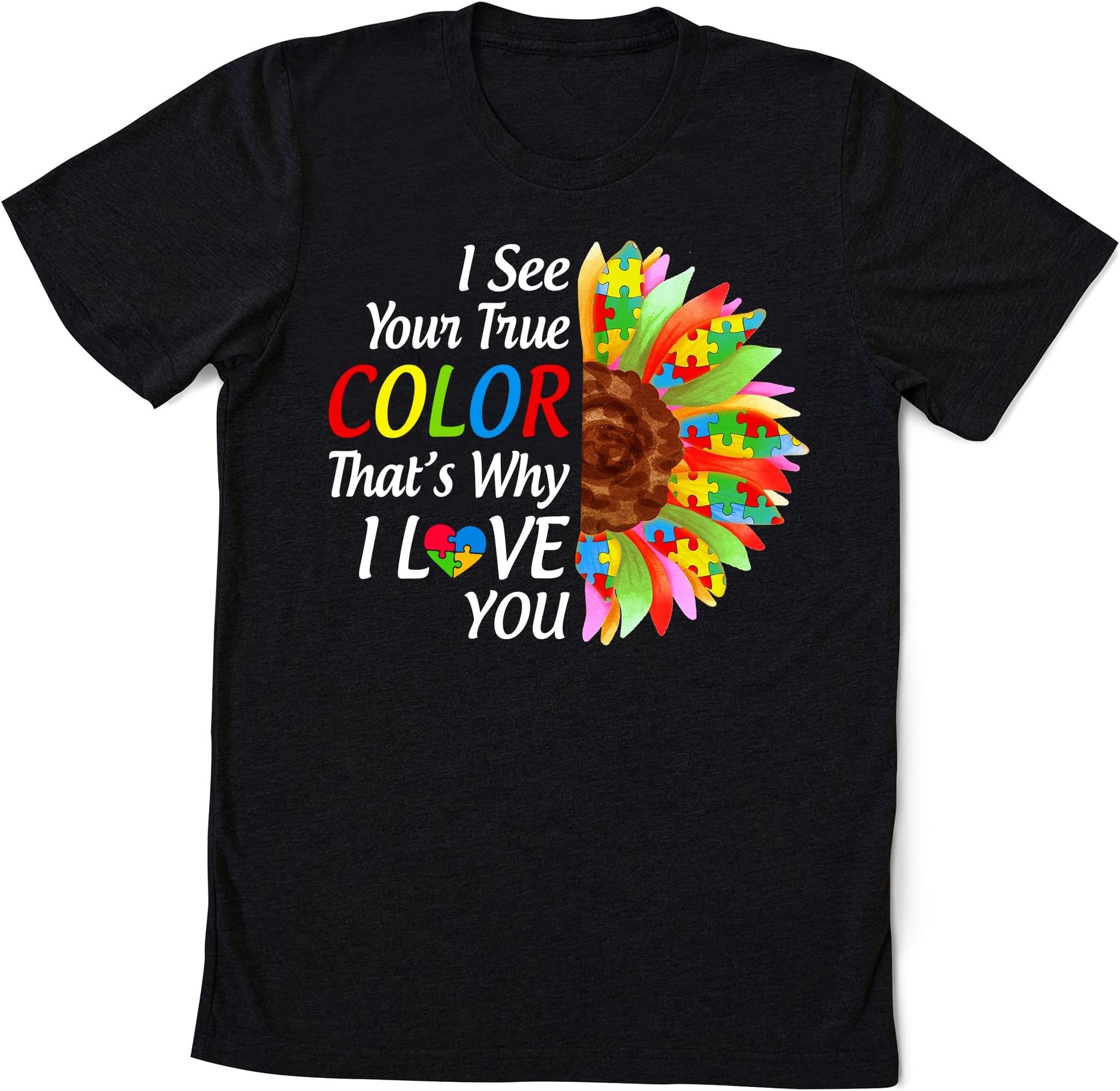 I See Your True Color Infinity Rainbow Neurodiversity Autism T-Shirt, Autism Awareness Shirt, Autism Puzzle T-Shirt