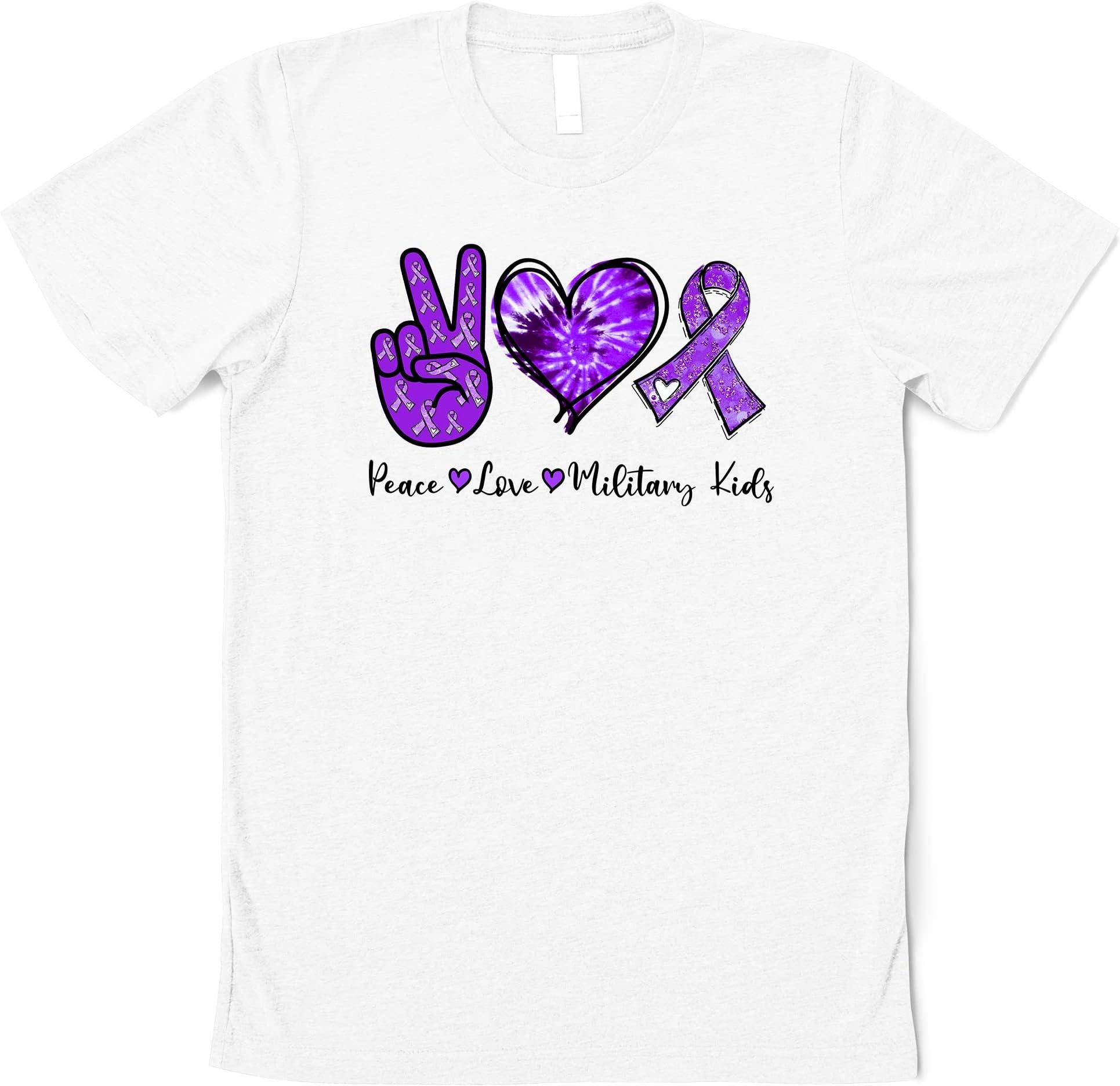 Leopard Peace Love Military Kids, Military Purple Ribbon, Military Child Awareness Month Gift Shirt