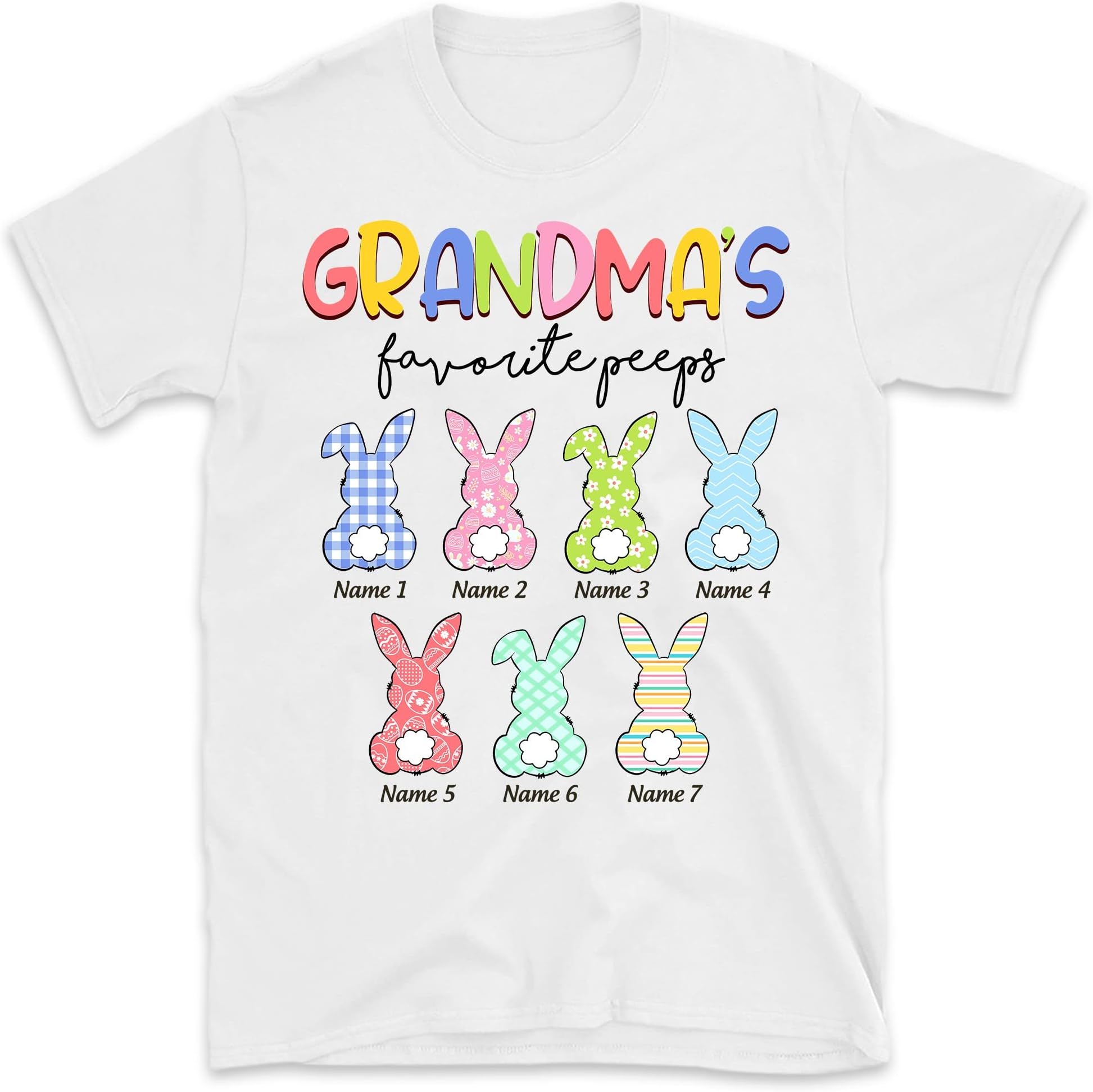 Easter Grandma Shirt, Custom Grandma Easter Shirt with Kids Names, Cute Easter Shirts for Women, Grandmas Little Bunnies, Grandma Gifts Multicolored