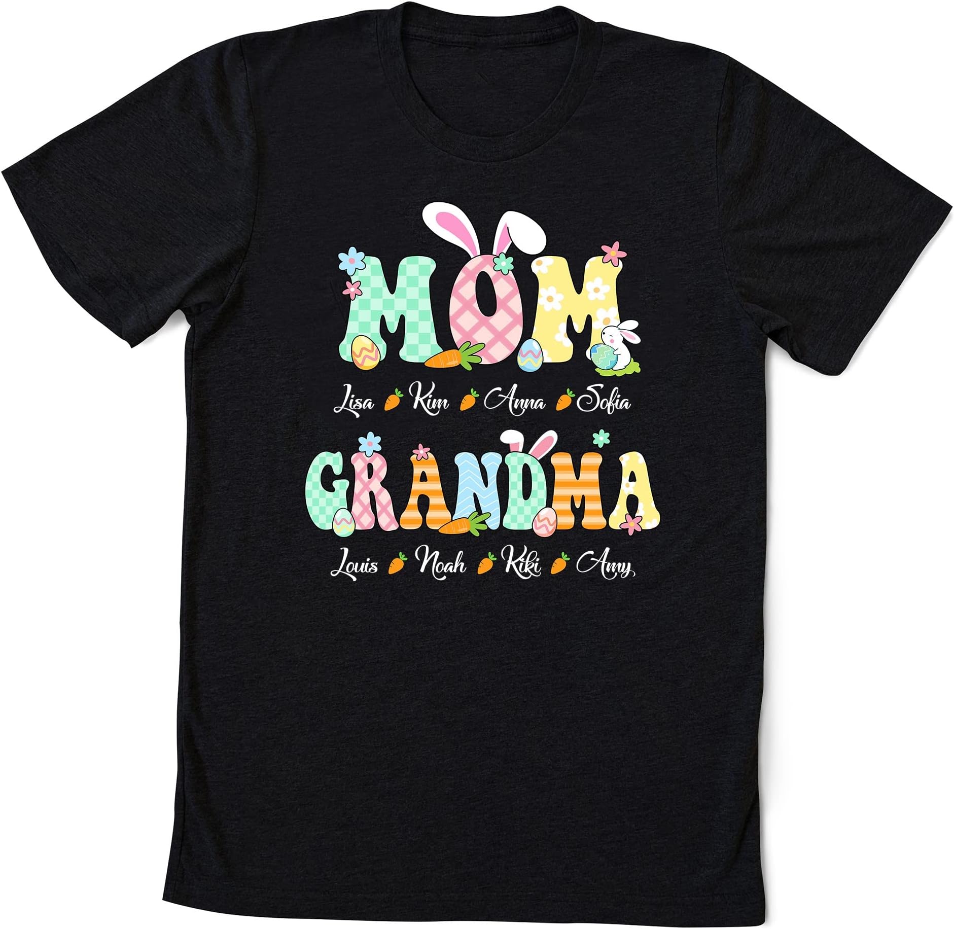 Personalized Mom and Grandma Easter Shirt, Personalized Shirt for Easter's Day, Custom Name Shirt, Kids Names Shirt for Nana, Grandma Shirt Multicolored