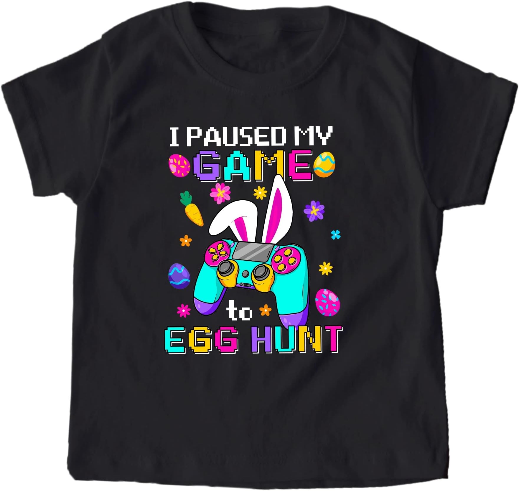 I Paused My Game to Egg Hunt, Video Game Controller Bunny Shirt, Happy Easter Gamer Shirt Game Player Life Shirt Easter Gaming Boy Tee Multicolored