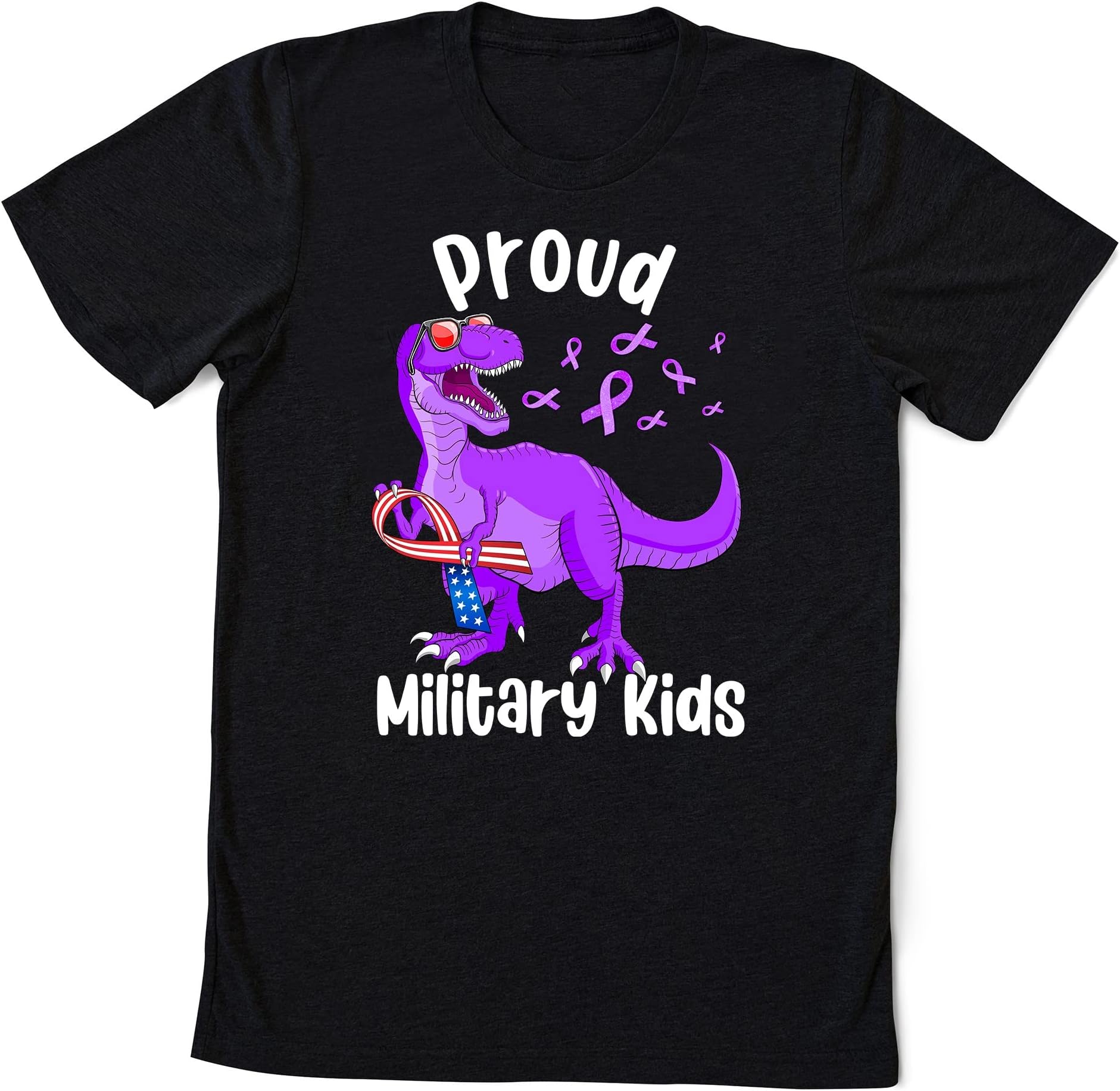 Purple Proud Military Child Dinosaur T-Shirt, Military Purple Ribbon, Military Child Awareness Month Gift Shirt