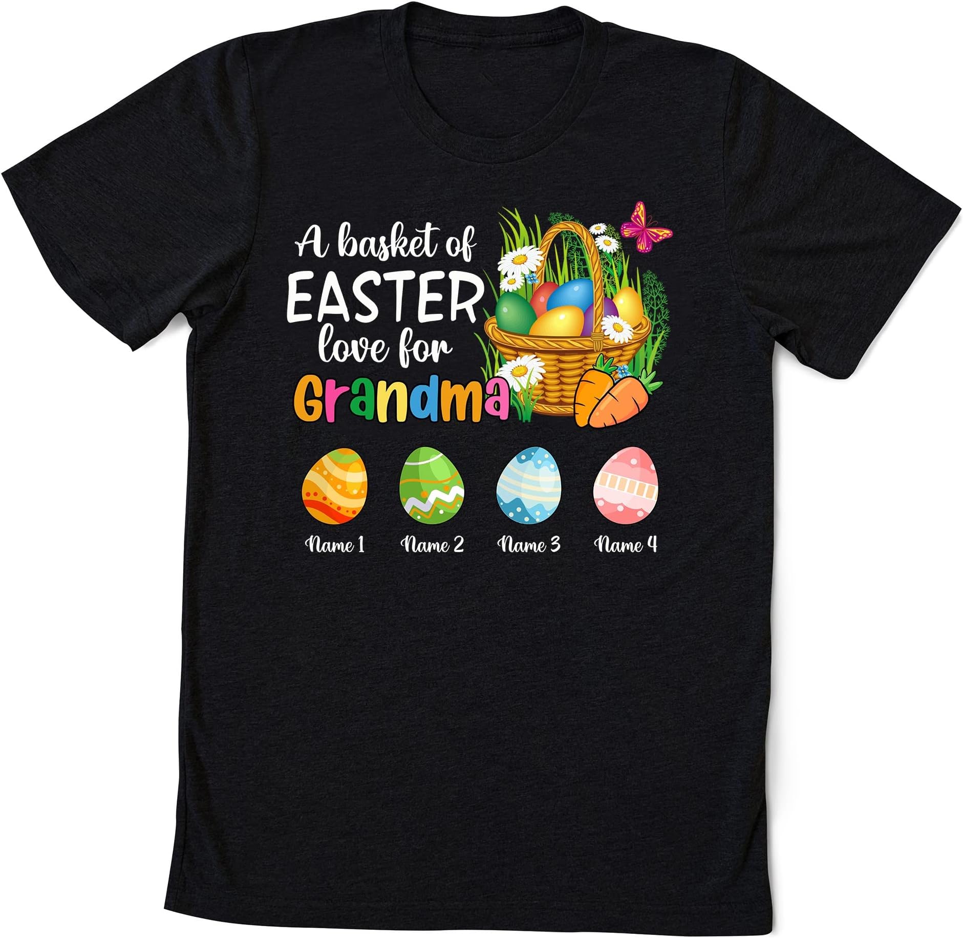 Custom Easter A Basket of Easter Love for Grandma Shirt, Personalized Grandma Shirt, Cute Nana Shirt, Easter Shirt, Custom Grandkids Names Multicolored