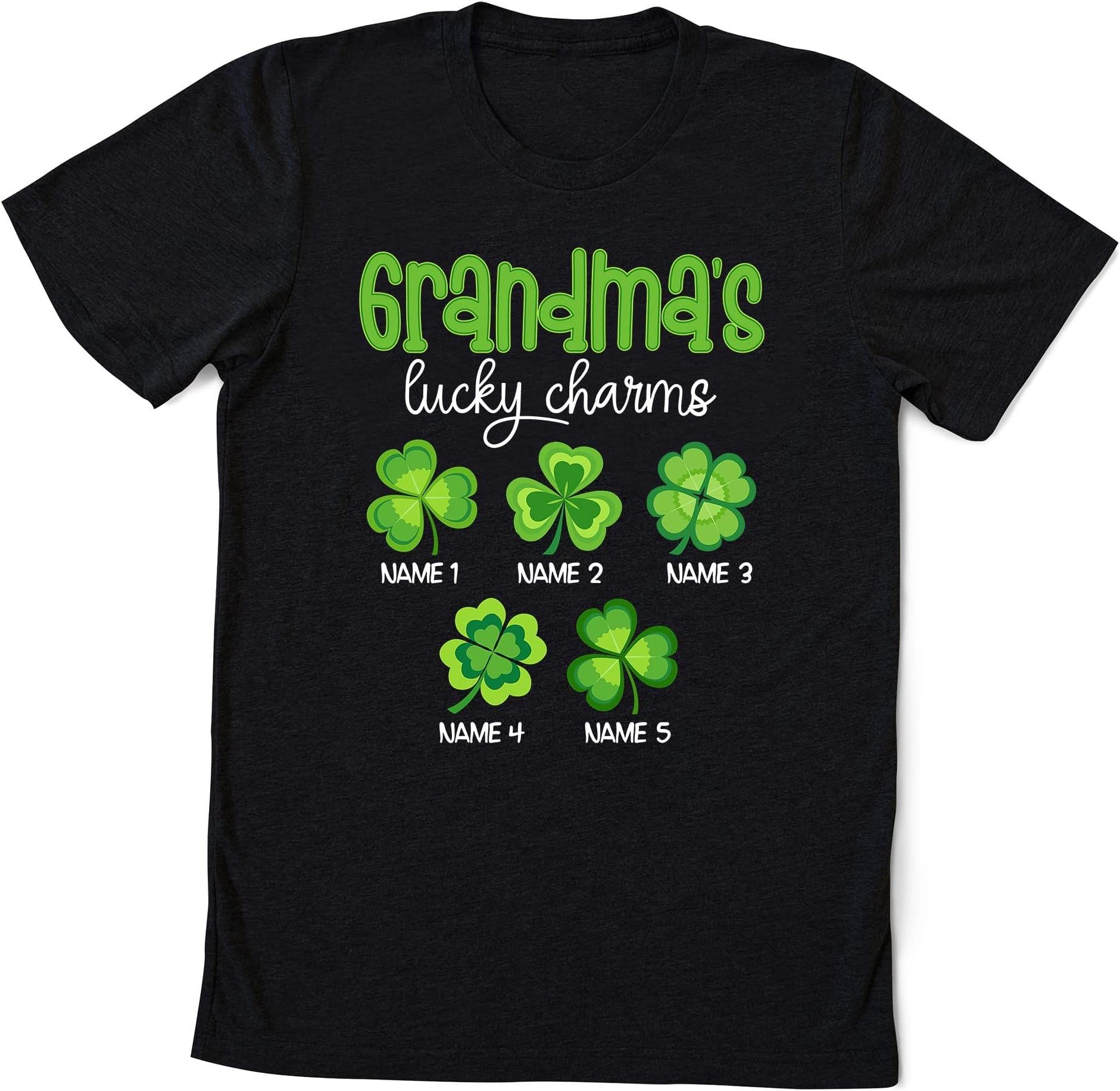 Grandma's Lucky Charms Shirt, Custom Grandma St Patrick's Day Shirt, St Patrick Day Shirt Women, Custom Grandma Shirt with Grandkids Names Multicolored