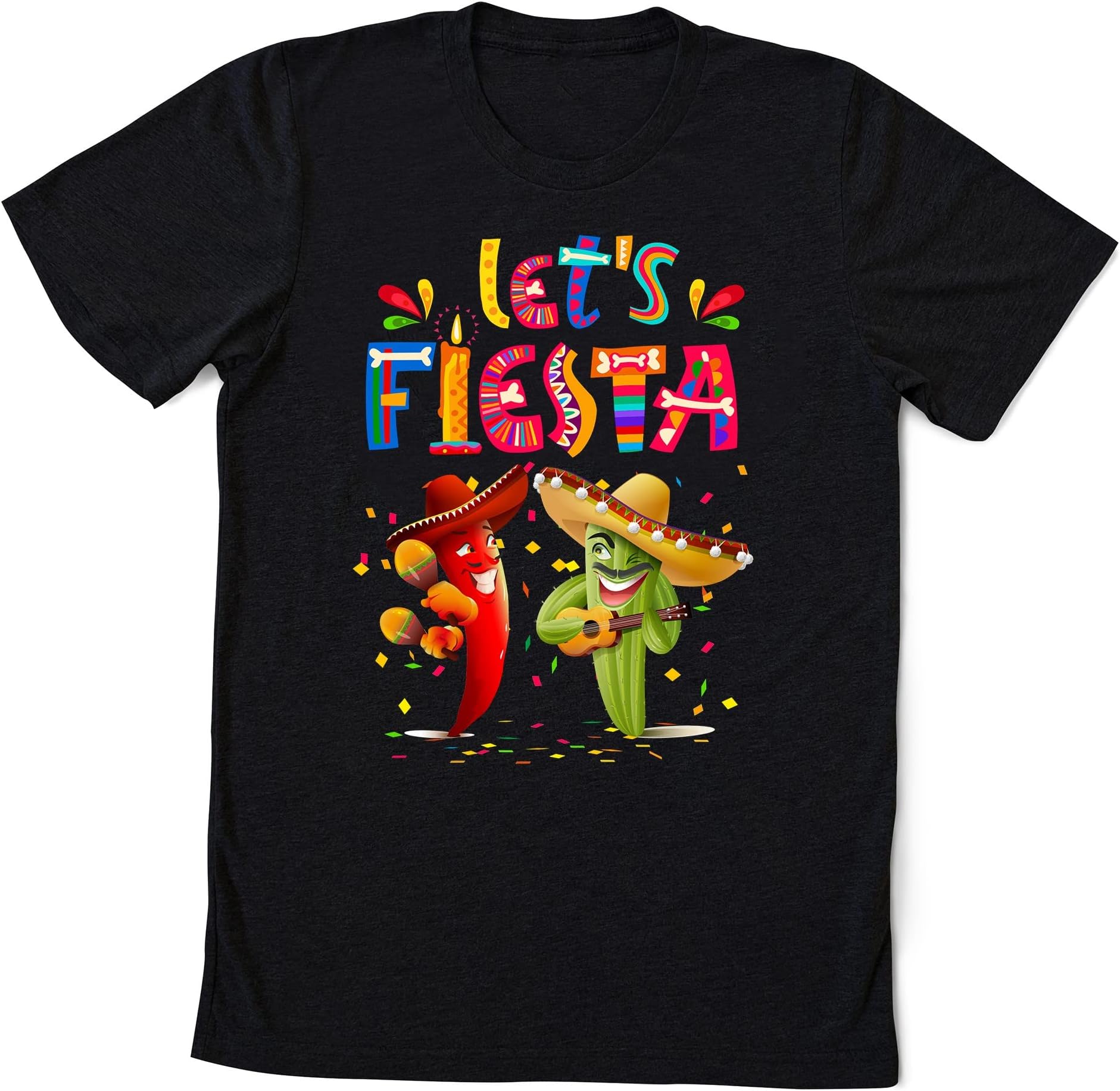 Let's Fiesta Shirt, Mexican Maracas, Sombrero Shirt, Cinco De Mayo Shirt, Bachelorette Shirt, Fiesta Shirt, Mexican Vacation Tee Multicolored