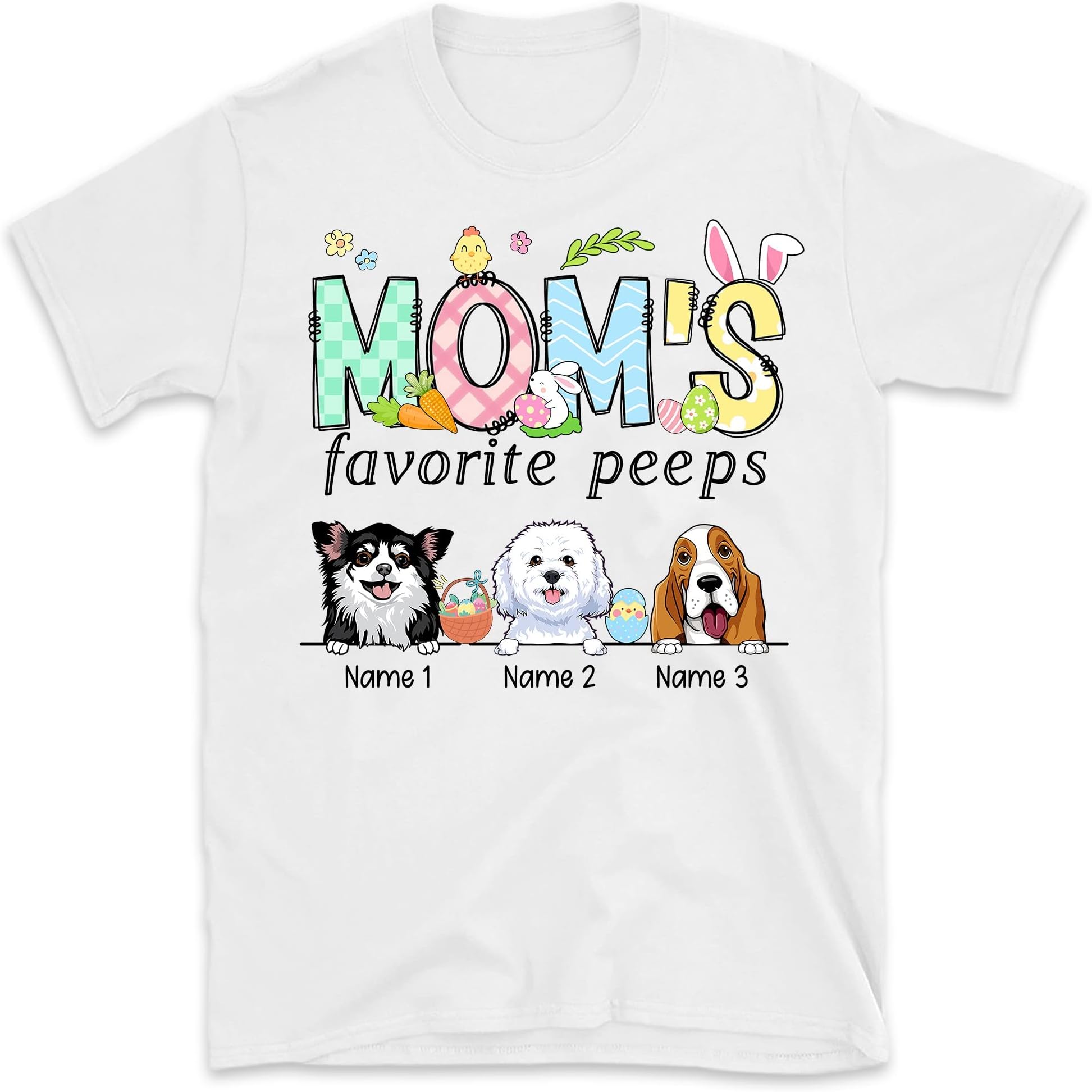 Custom Easter Shirt, Dog Mom Shirt, Personalized Shirt, Mama's Favorite Shirt, Gift for Mom, Shirts for Women Multicolored