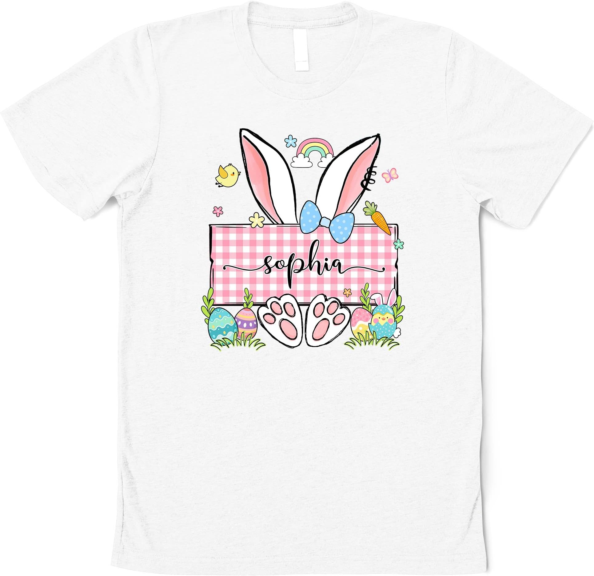 Kids Easter Shirt, Personalized Name Kids Shirt, Custom Easter Bunny Shirt with Name, Monogram Easter Shirt, Custom Easter Shirts for Kids Multicolored