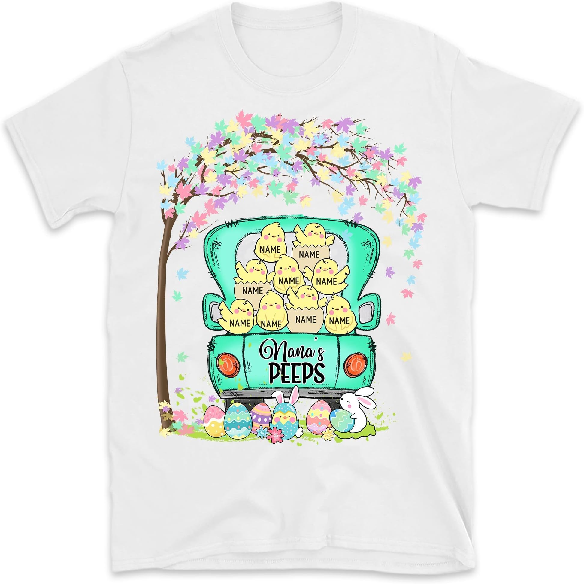 Custom Grandma's Peeps Easter T Shirt, Personalized Easter Shirt, Mom Nana Gigi Mimi Easter's Day Shirt, Custom Kids Name Shirt, Easter Gift Multicolored